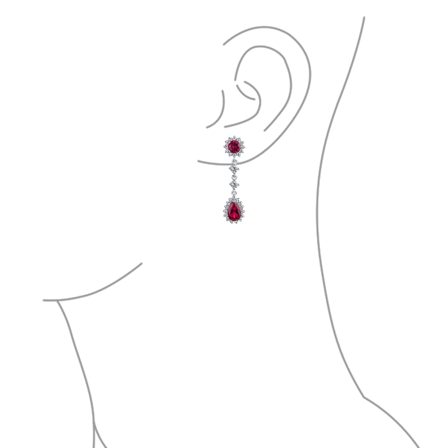 Crown Halo Cubic Zirconia CZ Teardrop Chandelier Clip On Earrings Non-Pierced - Image 14