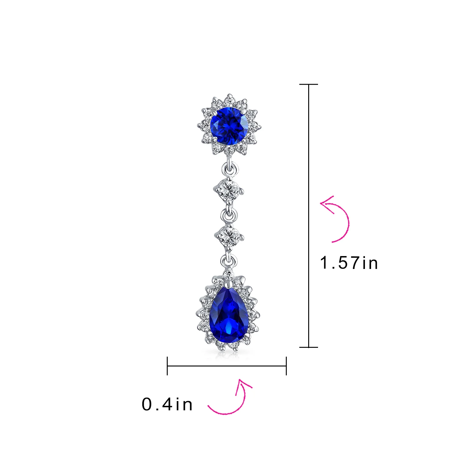 Crown Halo Cubic Zirconia CZ Teardrop Chandelier Clip On Earrings Non-Pierced - Image 16