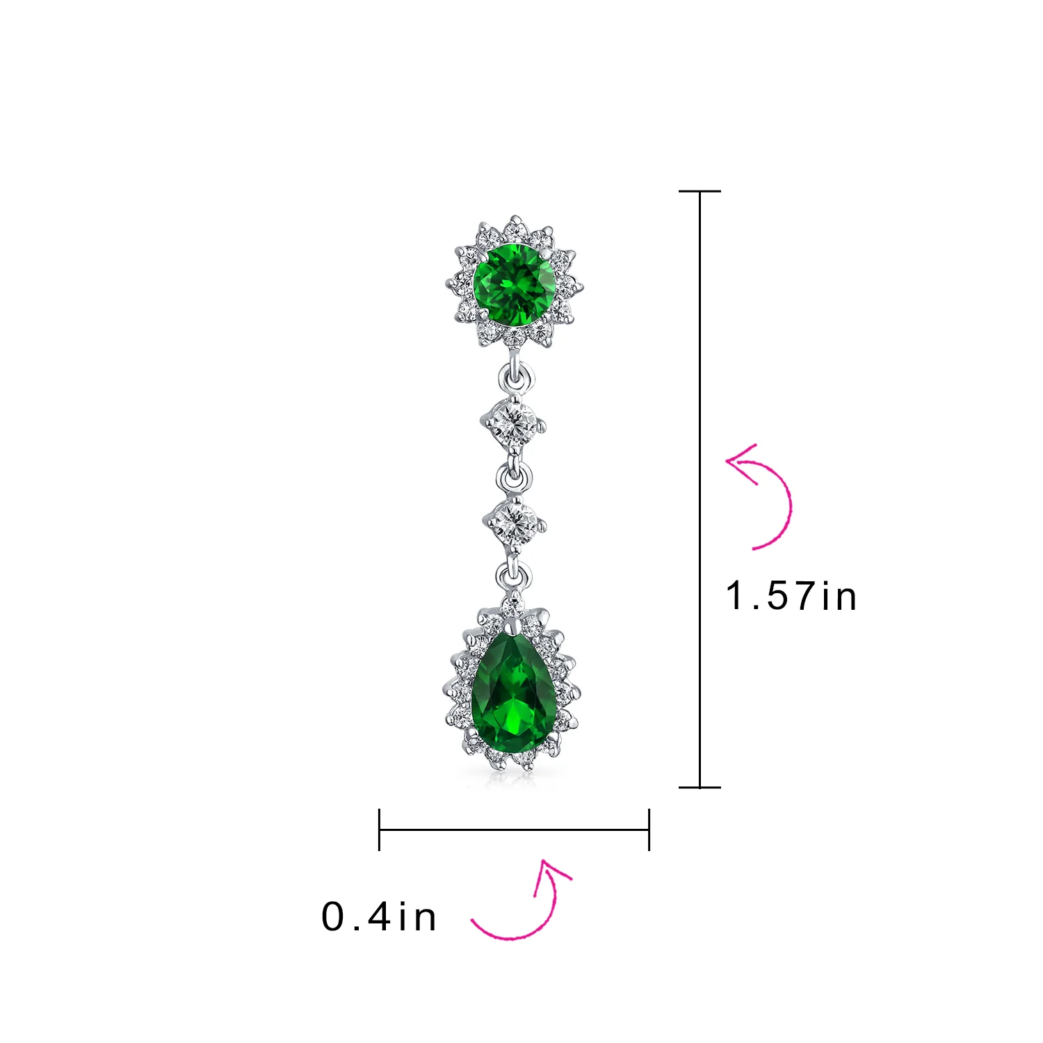 Crown Halo Cubic Zirconia CZ Teardrop Chandelier Clip On Earrings Non-Pierced - Image 18