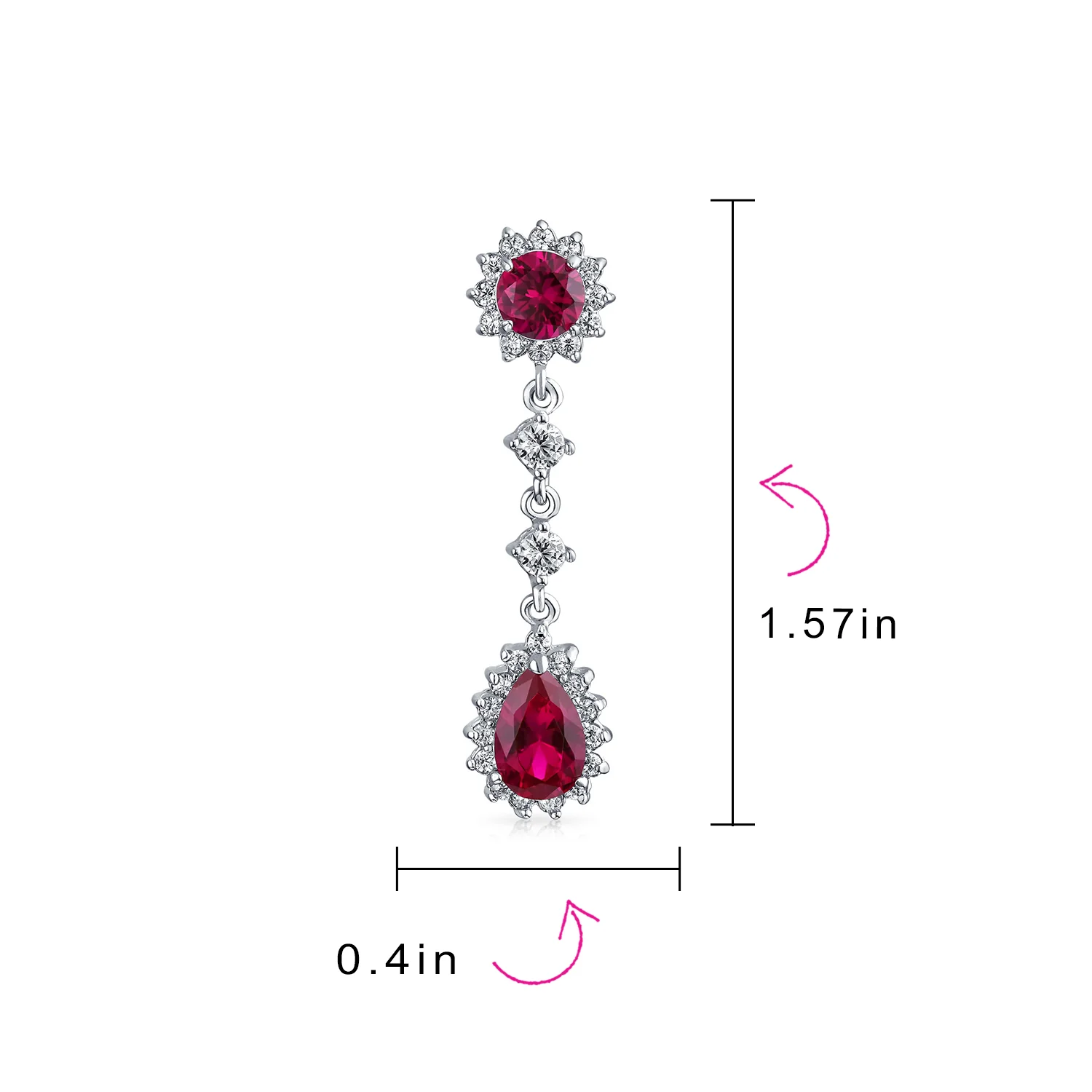 Crown Halo Cubic Zirconia CZ Teardrop Chandelier Clip On Earrings Non-Pierced - Image 19