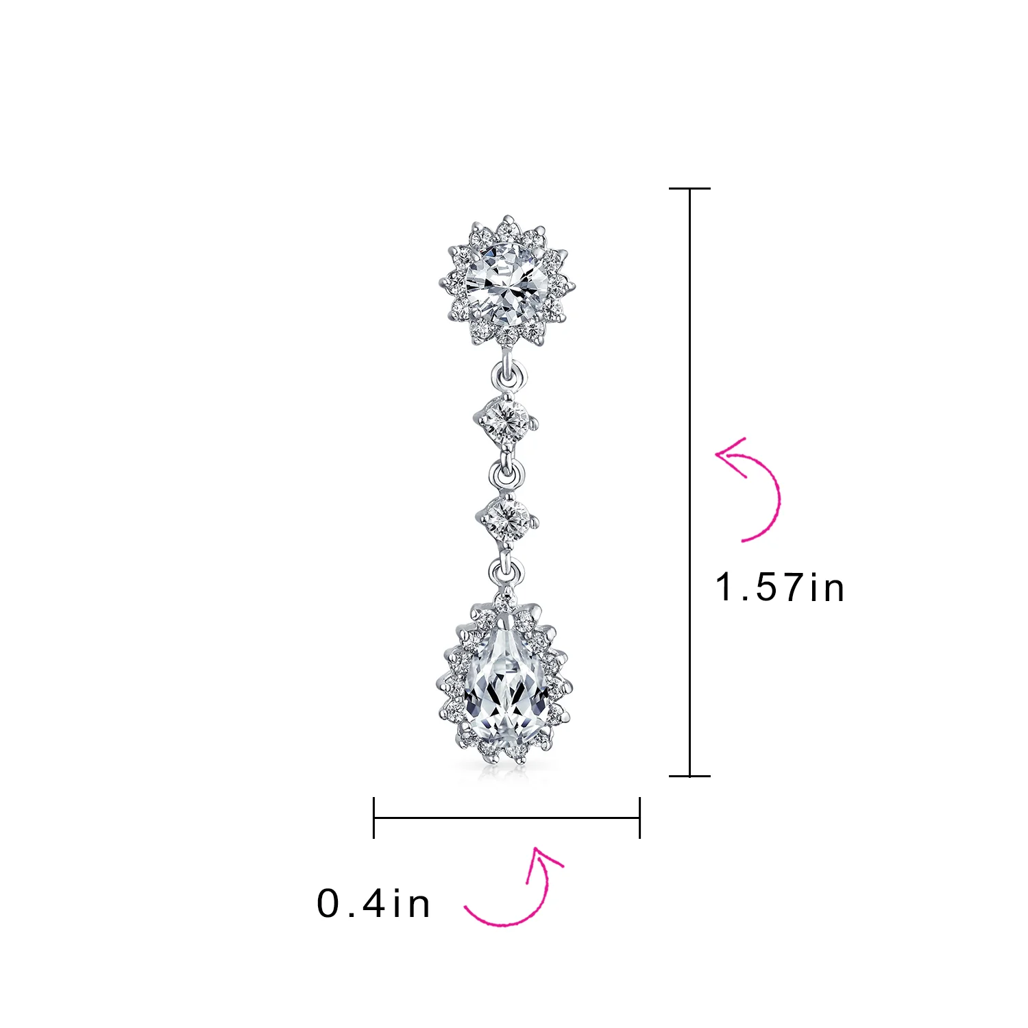 Crown Halo Cubic Zirconia CZ Teardrop Chandelier Clip On Earrings Non-Pierced - Image 21