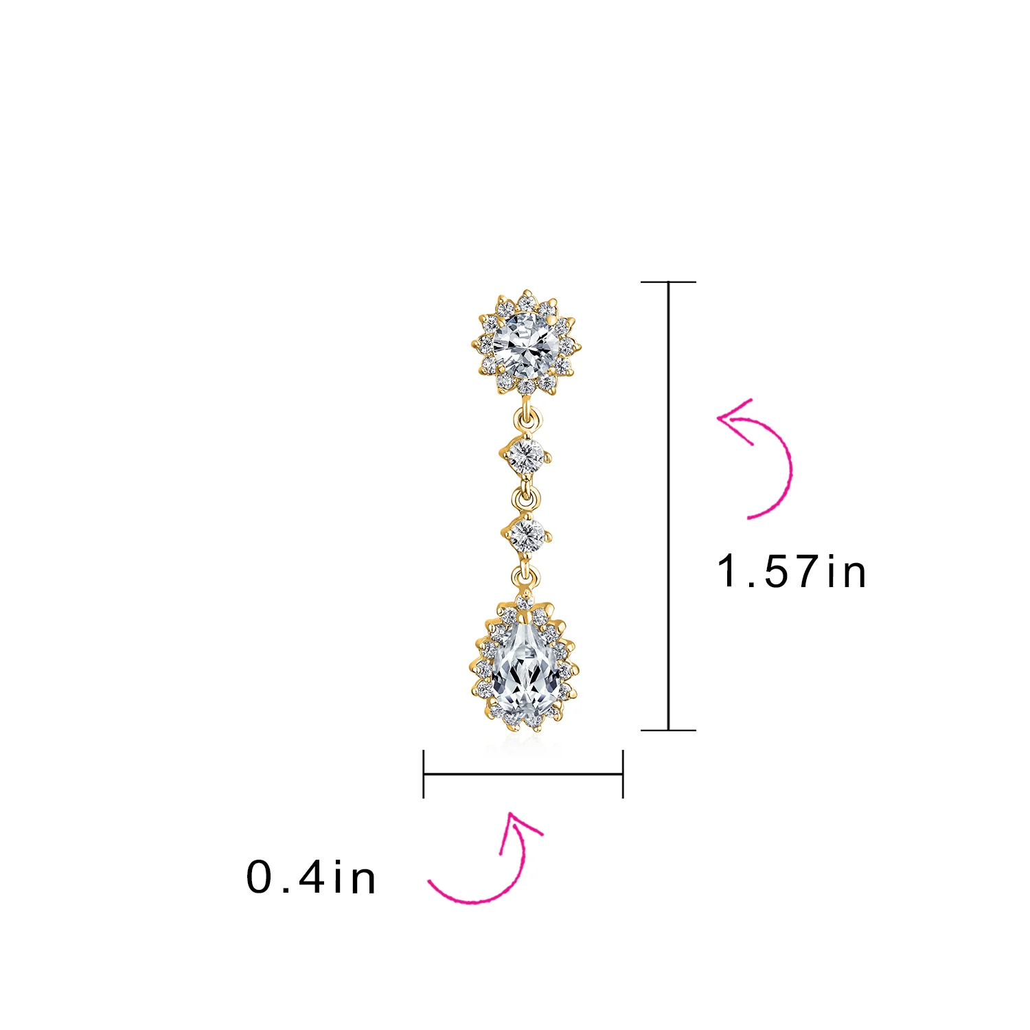 Crown Halo Cubic Zirconia CZ Teardrop Chandelier Clip On Earrings Non-Pierced - Image 22