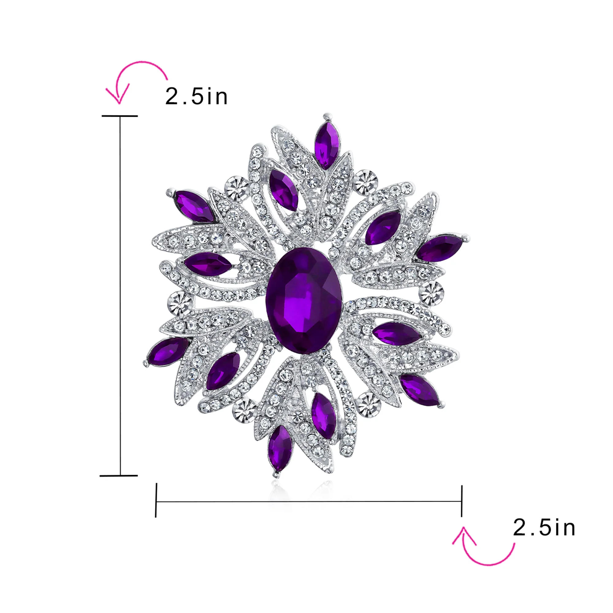 Vintage Style Gemstone Crystal Flower Art Deco Brooche Pin for Scarves - Image 22