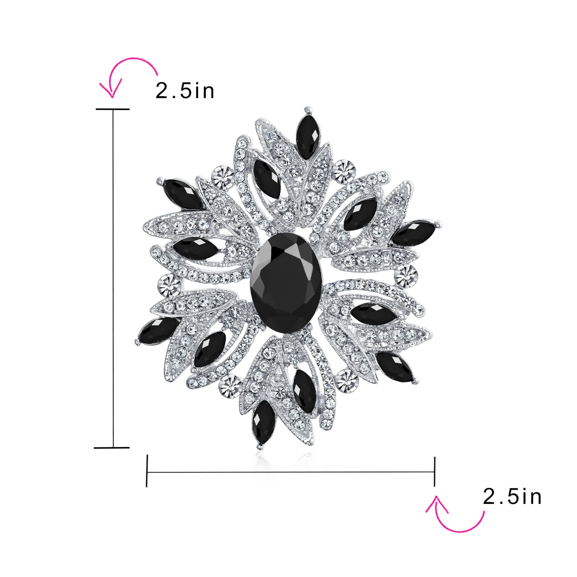Vintage Style Gemstone Crystal Flower Art Deco Brooche Pin for Scarves - Image 24