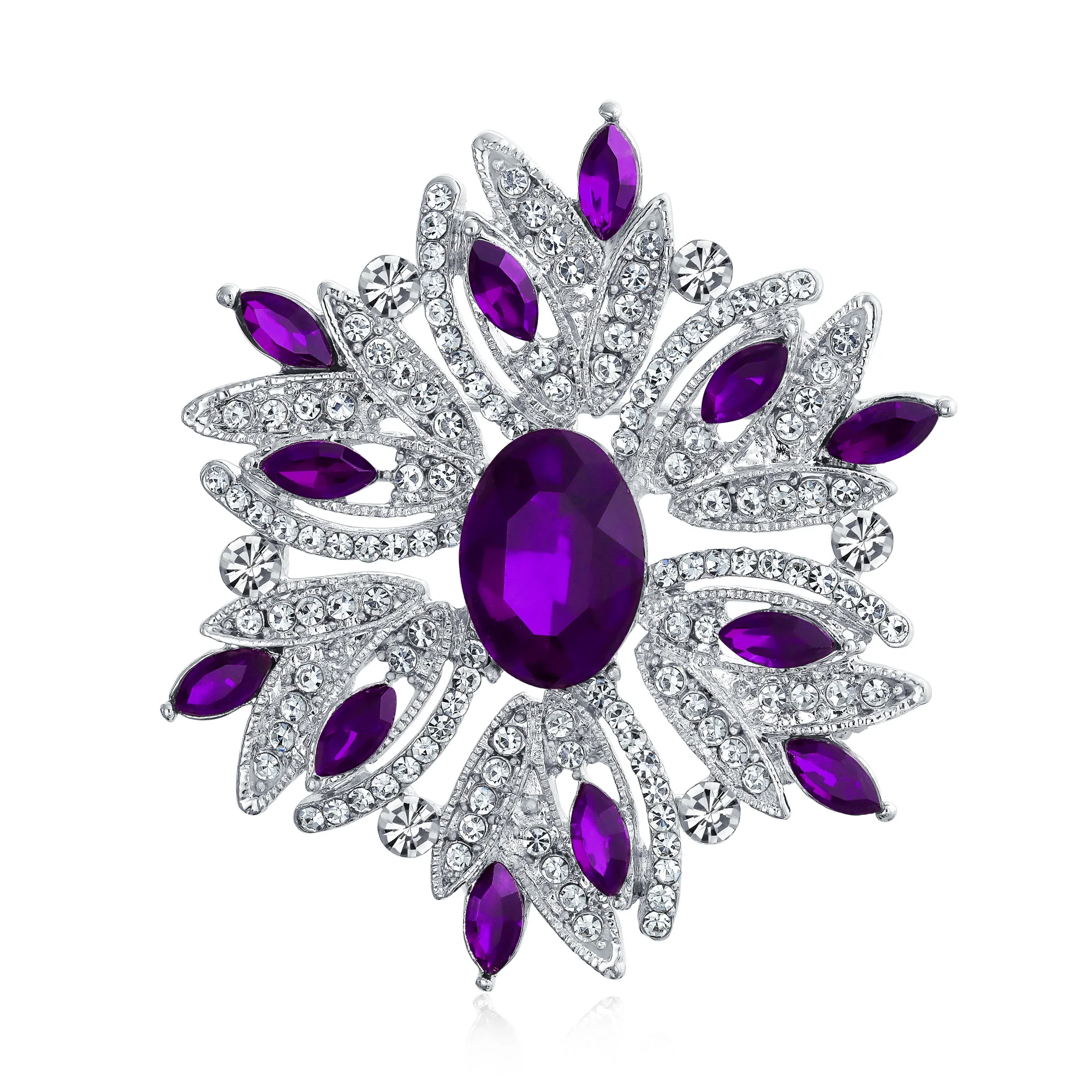 Vintage Style Gemstone Crystal Flower Art Deco Brooche Pin for Scarves - Image 4