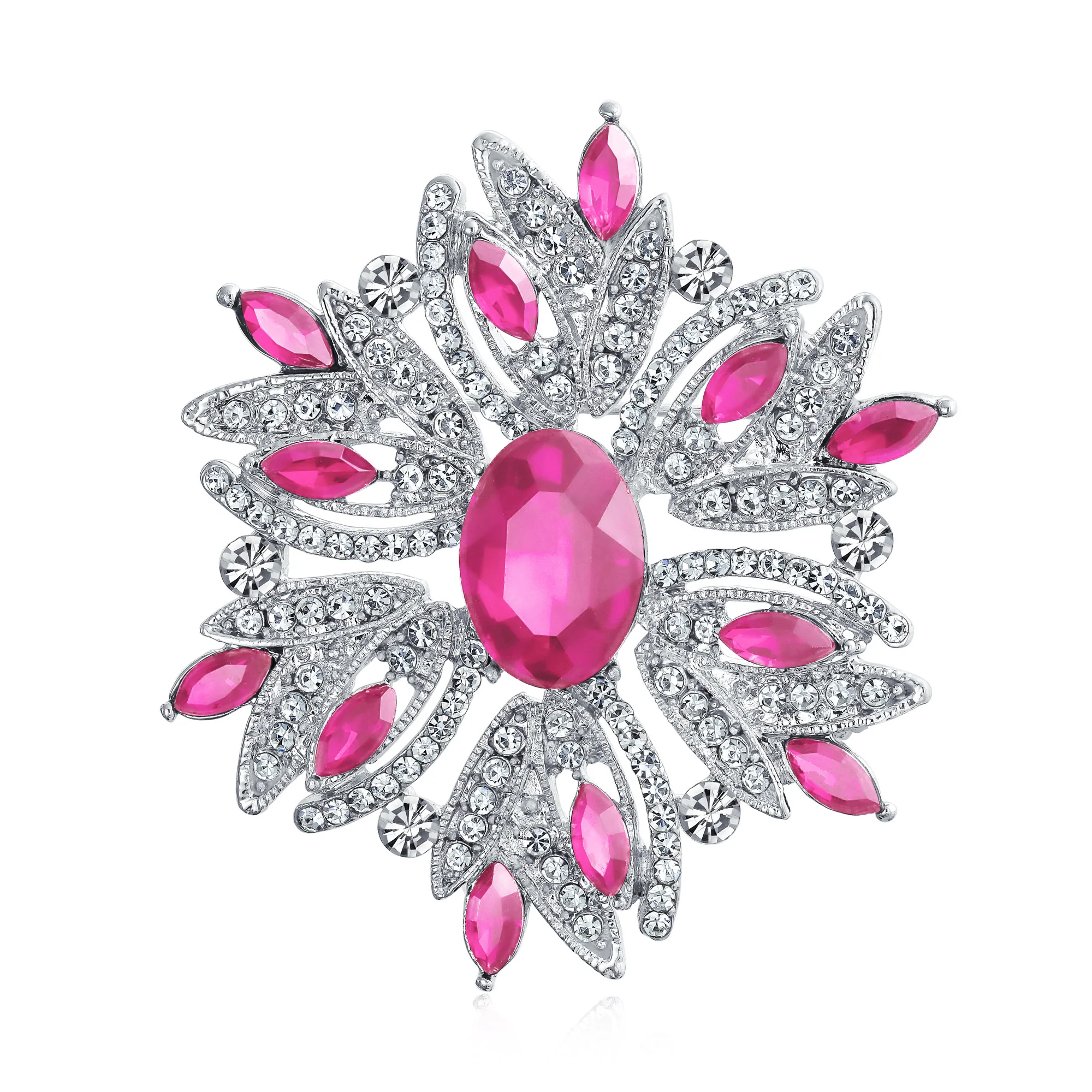Vintage Style Gemstone Crystal Flower Art Deco Brooche Pin for Scarves - Image 5
