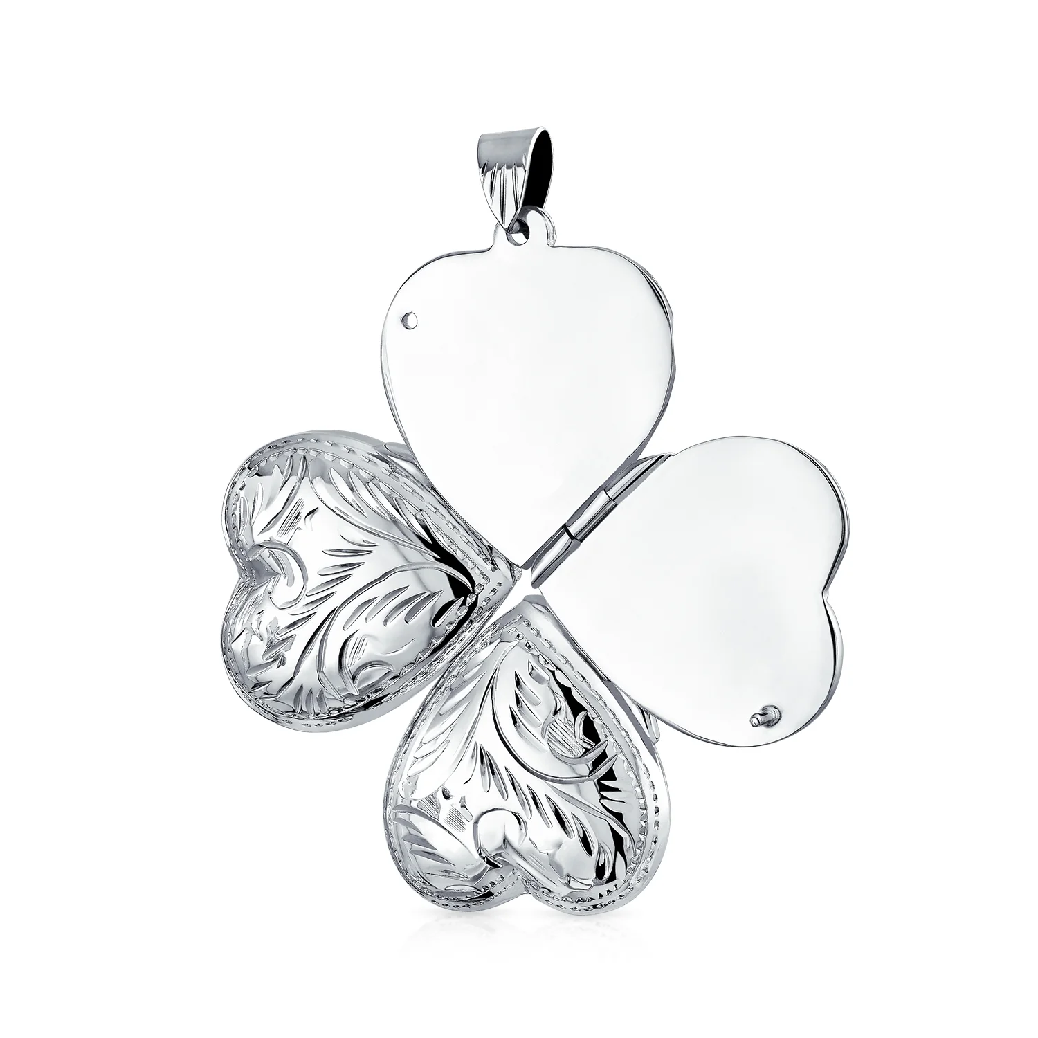 Vintage Heart Locket Necklace Holds Multiple Photos Silver - Image 2