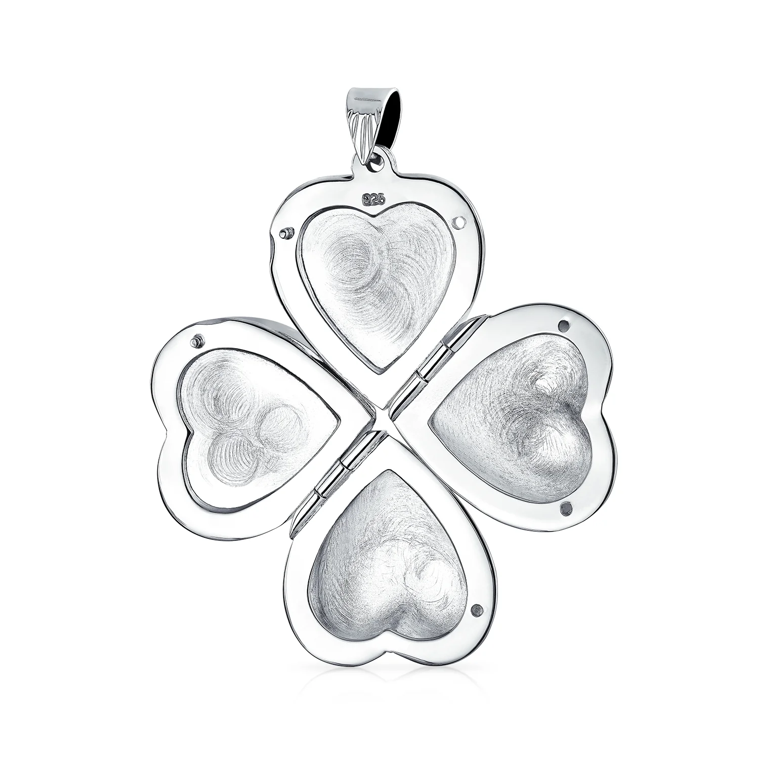 Vintage Heart Locket Necklace Holds Multiple Photos Silver - Image 3