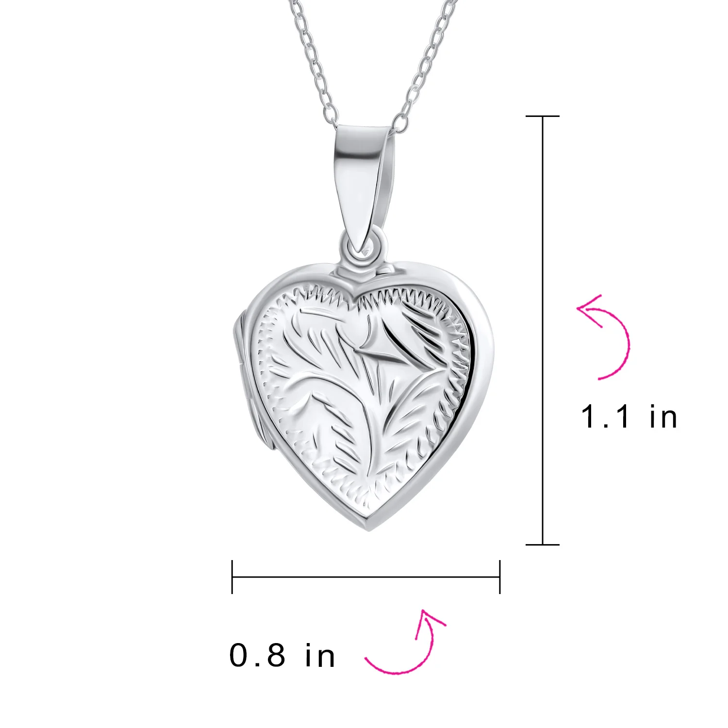 Vintage Style Keepsake Leaf Design Heart Photo Locket Necklace Pendant .925 Silver - Image 5