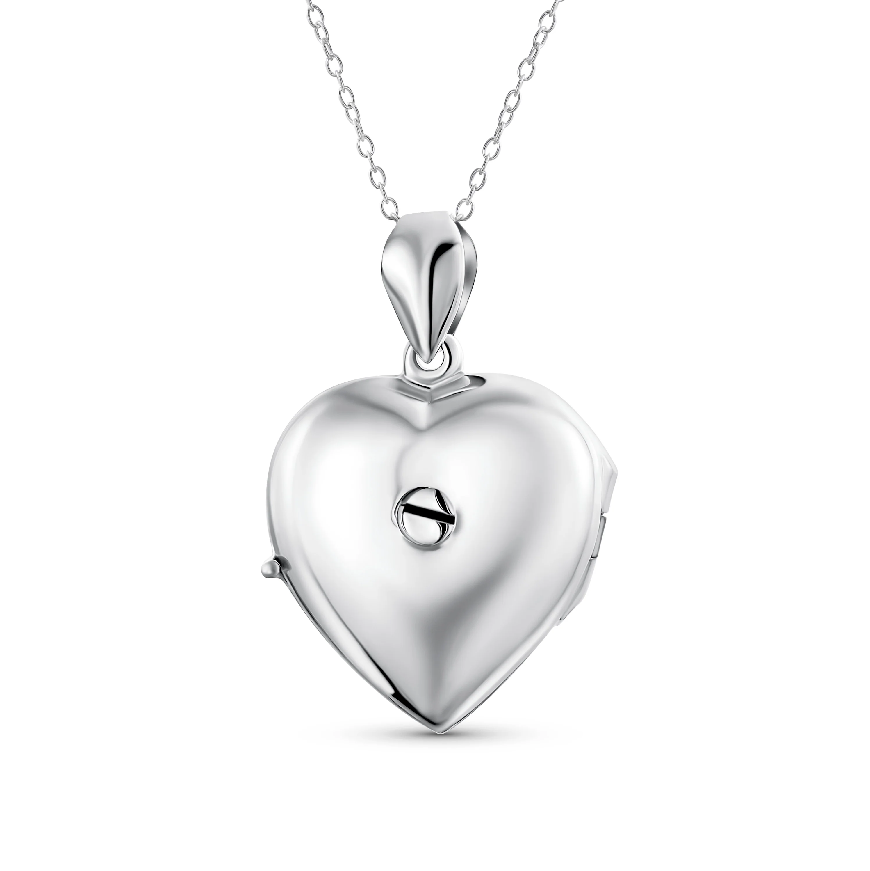 Vintage Style Heart Shaped Locket Pendant Necklace Holds Photos Silver - Image 3