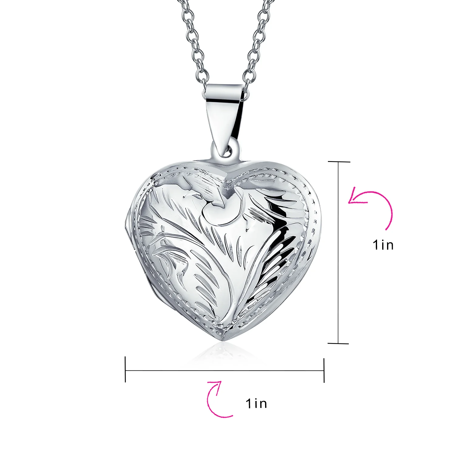 Vintage Style Heart Shaped Locket Pendant Necklace Holds Photos Silver - Image 5
