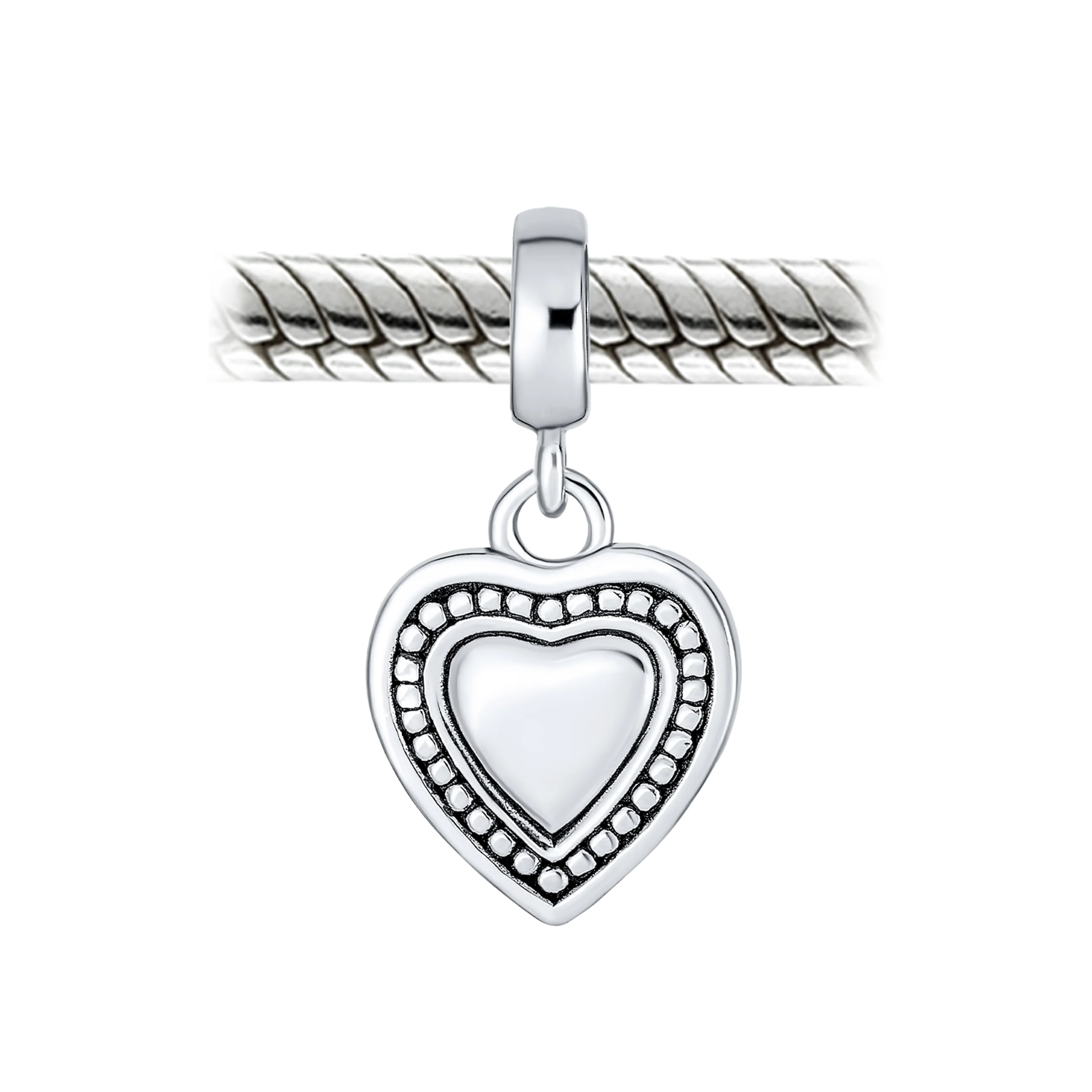 Vintage Script Initial Alphabet Bead Charm Heart Sterling Silver for Bracelet - Image 35