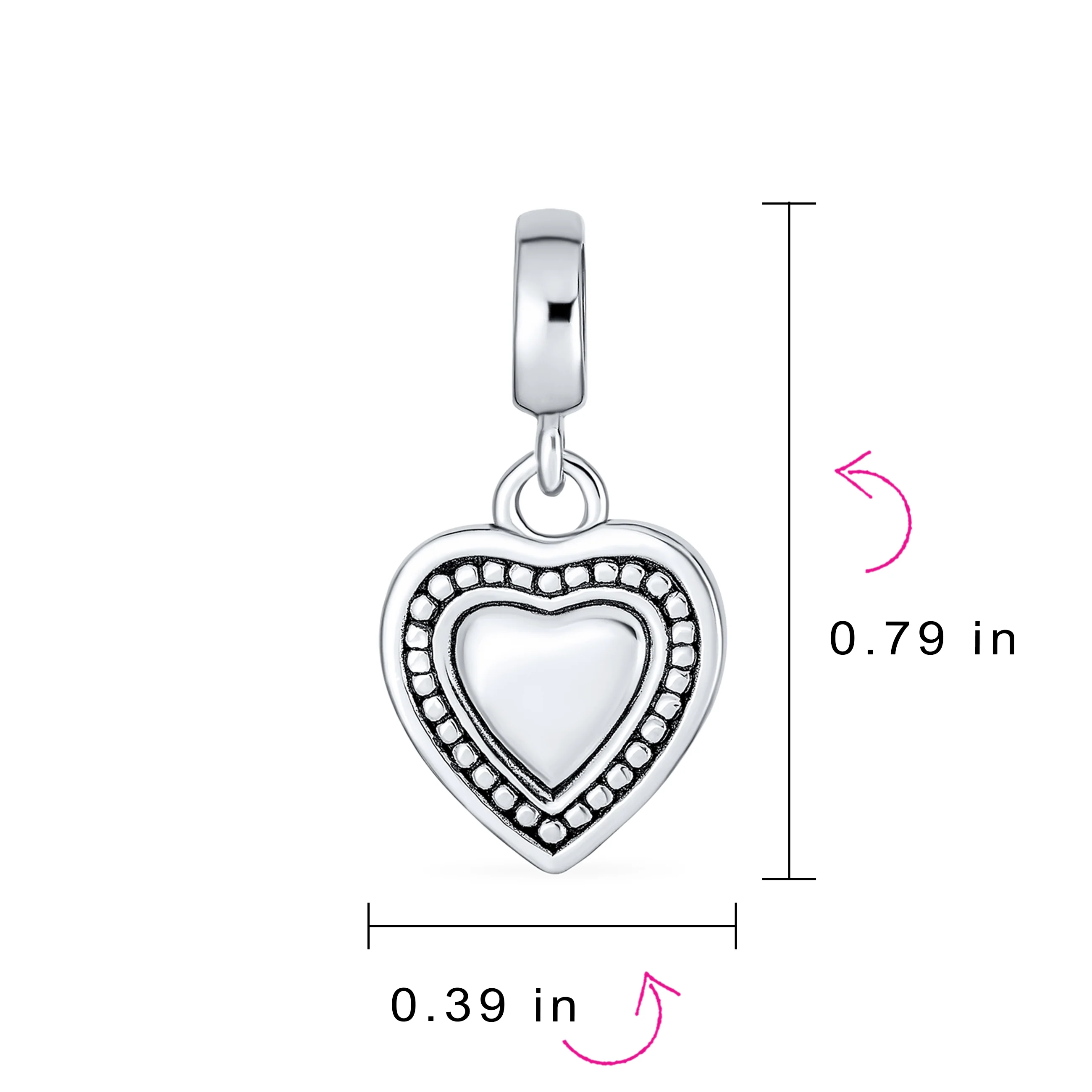 Vintage Script Initial Alphabet Bead Charm Heart Sterling Silver for Bracelet - Image 72