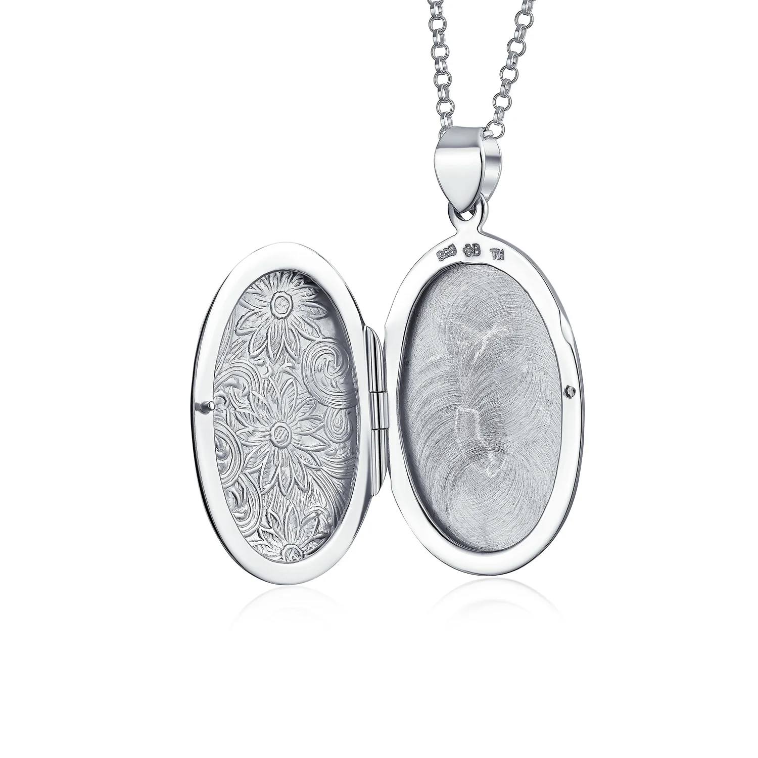 Vintage Sunflower Photo Oval Sterling Silver Locket Necklace - Image 2