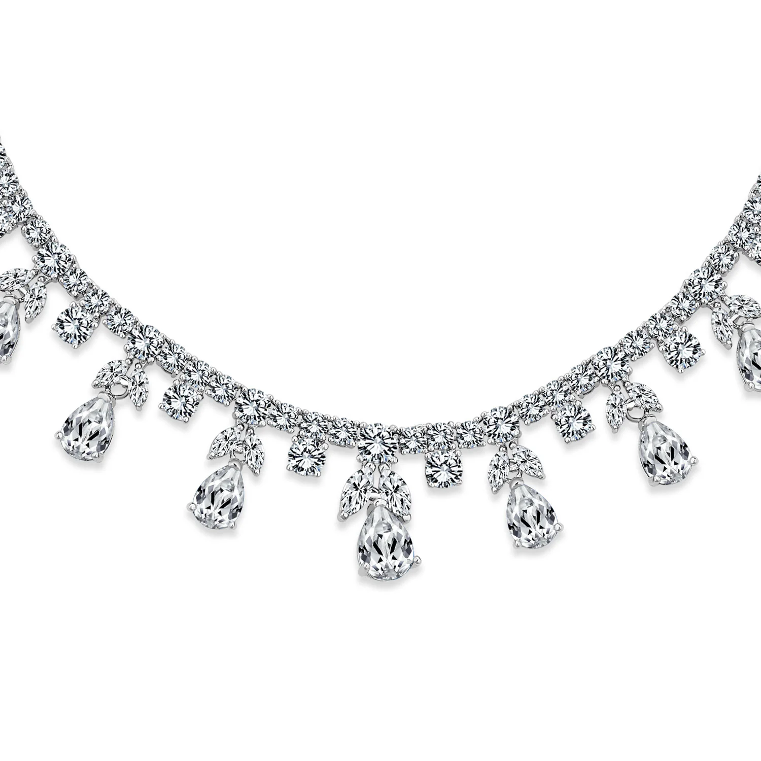 Vintage Chain Necklace Teardrop Cubic Zirconia Bridal Party - Image 2