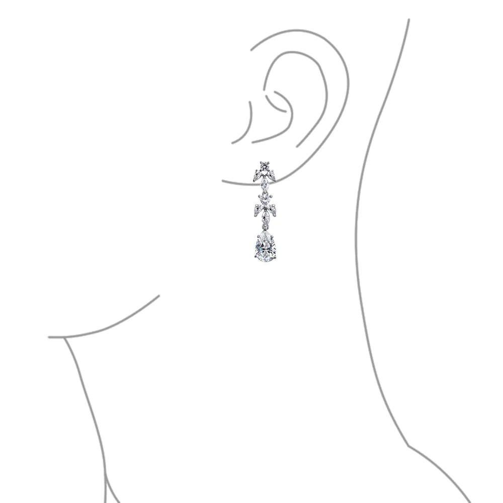 Vintage Style Teardrop CZ Spray Collar Statement Necklace & Chandelier Earrings Jewelry Set - Image 5