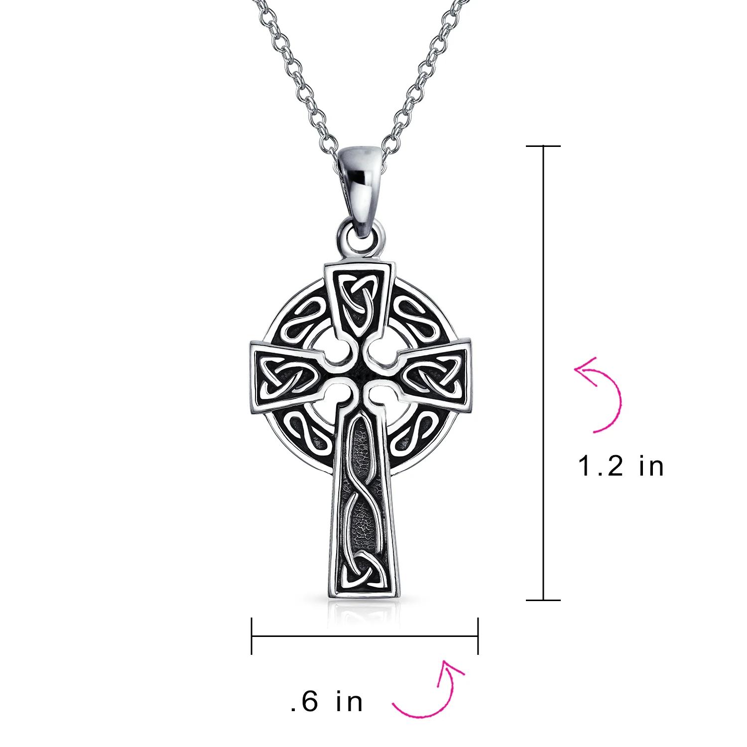 Vintage Viking Celtic Cross Pendant Necklace Sterling Silver Love Knot Design - Image 3