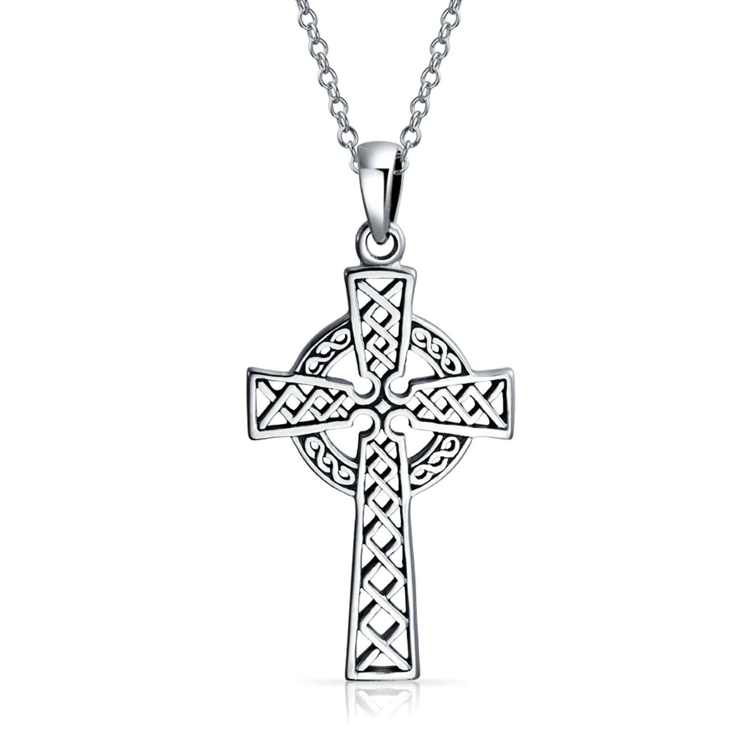 Vintage Viking Love Knot Celtic Cross Pendant Necklace Sterling Silver Teens