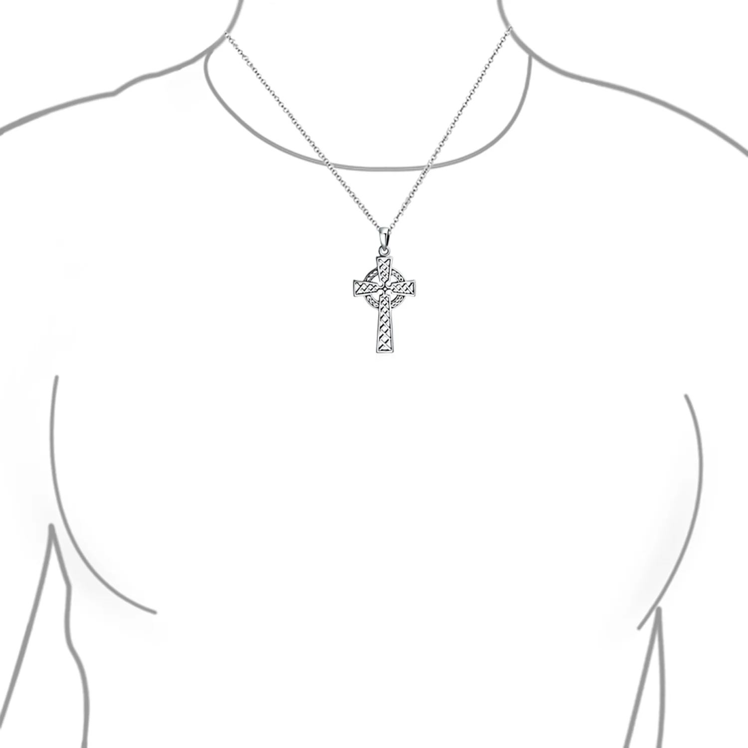 Vintage Viking Love Knot Celtic Cross Pendant Necklace Sterling Silver Teens - Image 3
