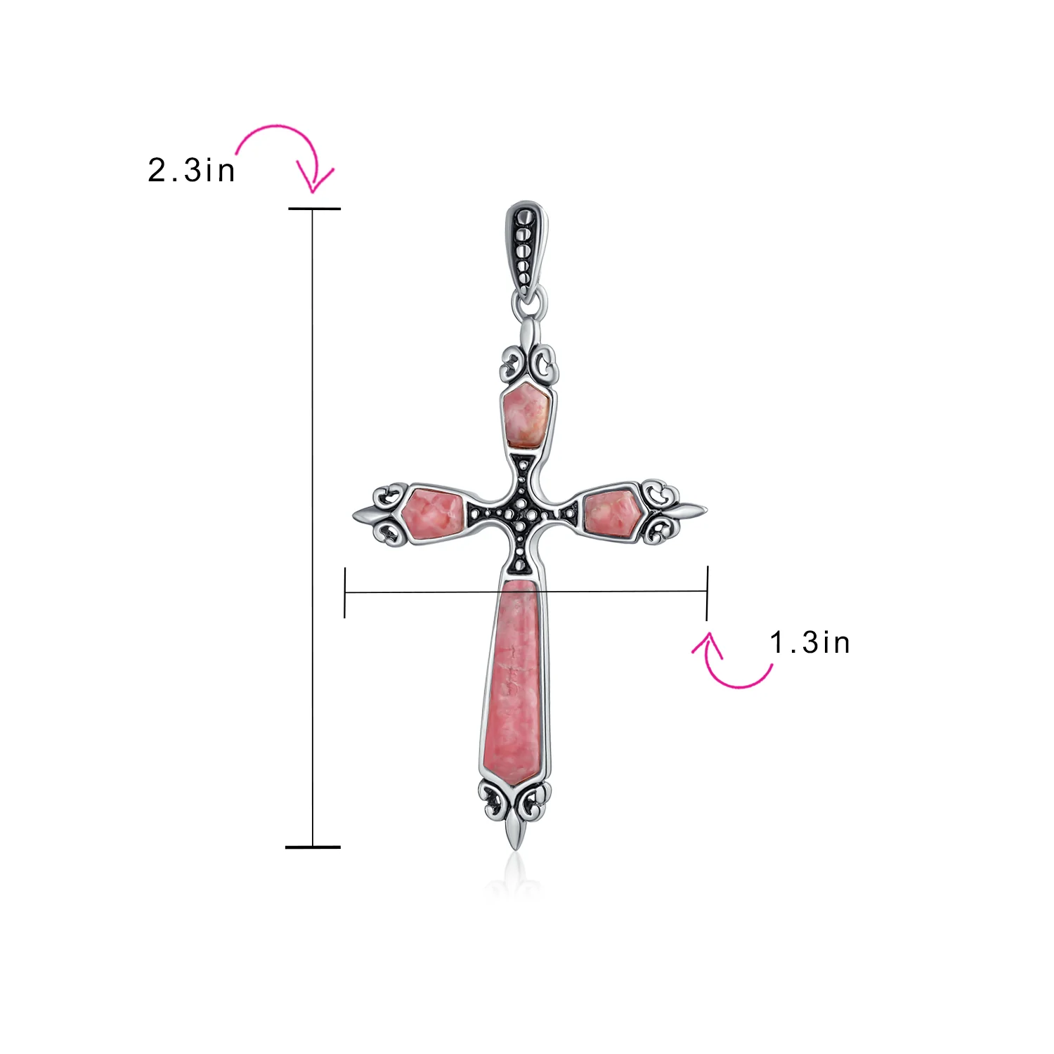 Vintage Turquoise Gemstone Cross Pendant Necklace Silver - Image 11