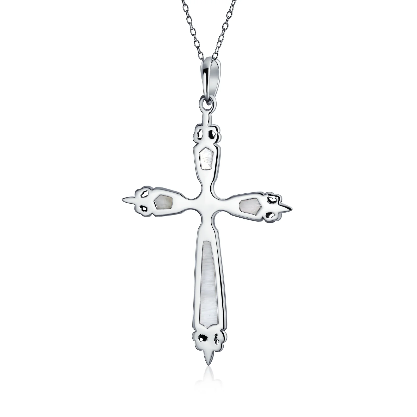 Vintage Turquoise Gemstone Cross Pendant Necklace Silver - Image 6