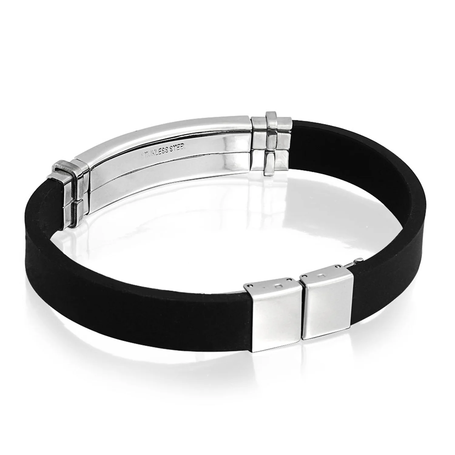 Waterproof Black Silicone Medical ID Bracelet for Men - Trim-to-Fit Steel 8.5" - Image 17