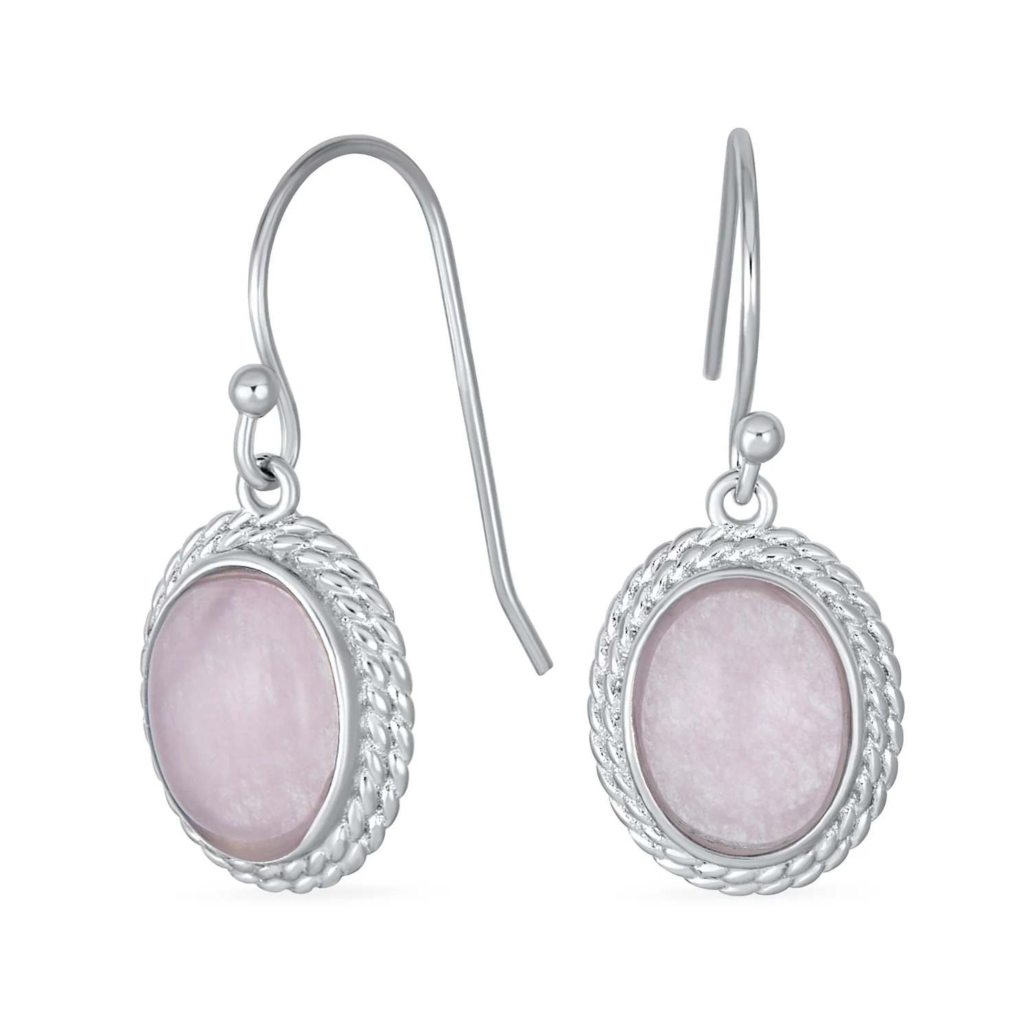 Quartz Onyx Turquoise Milgrain Cable Edge Oval Drop Earrings Sterling Silver