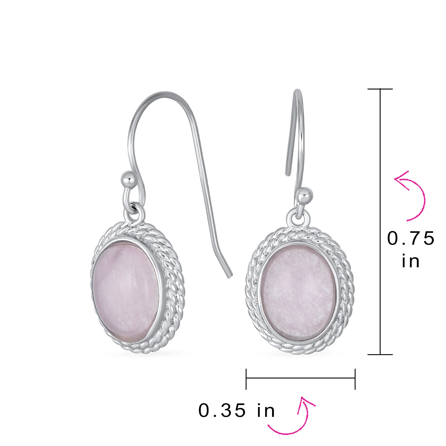 Quartz Onyx Turquoise Milgrain Cable Edge Oval Drop Earrings Sterling Silver - Image 10