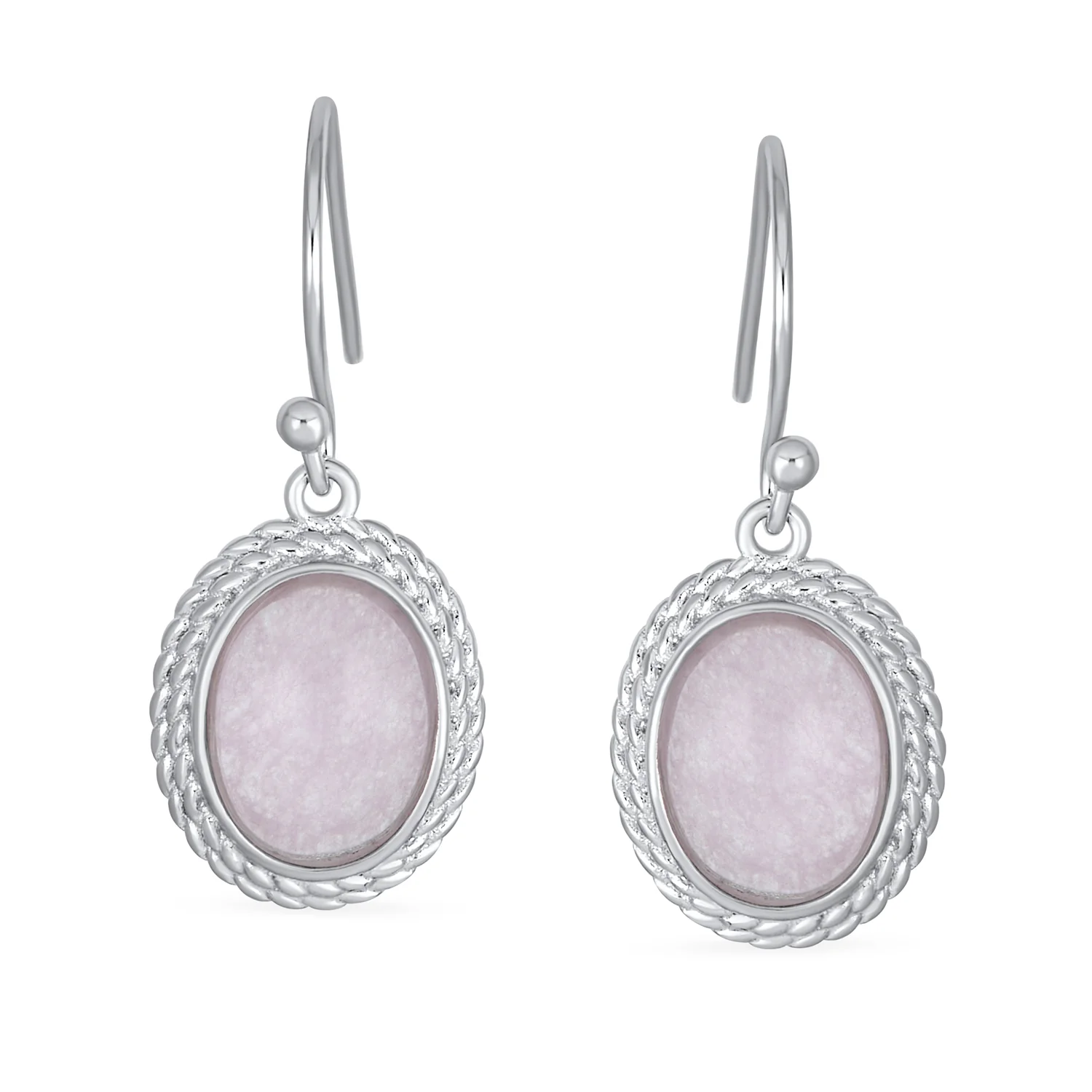Quartz Onyx Turquoise Milgrain Cable Edge Oval Drop Earrings Sterling Silver - Image 4