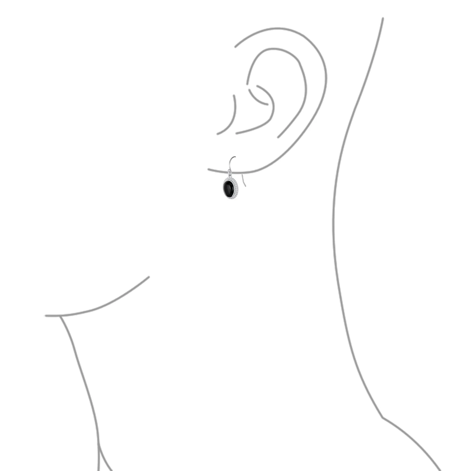 Quartz Onyx Turquoise Milgrain Cable Edge Oval Drop Earrings Sterling Silver - Image 8