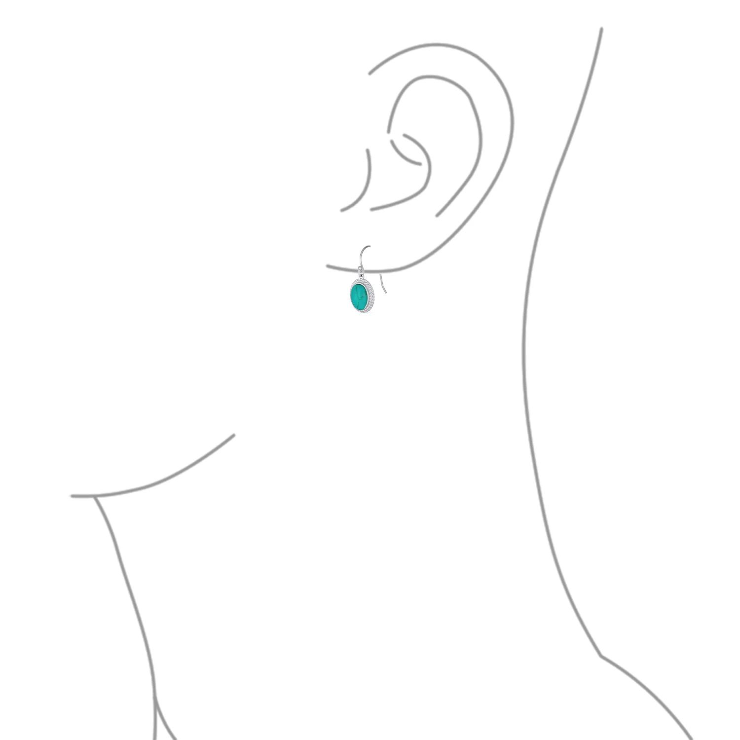 Quartz Onyx Turquoise Milgrain Cable Edge Oval Drop Earrings Sterling Silver - Image 9