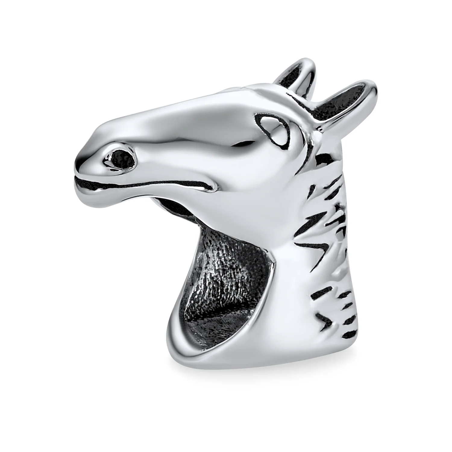 Western Equestrian Horse Charm Bead .925 Sterling Silver Fits European Bracelet