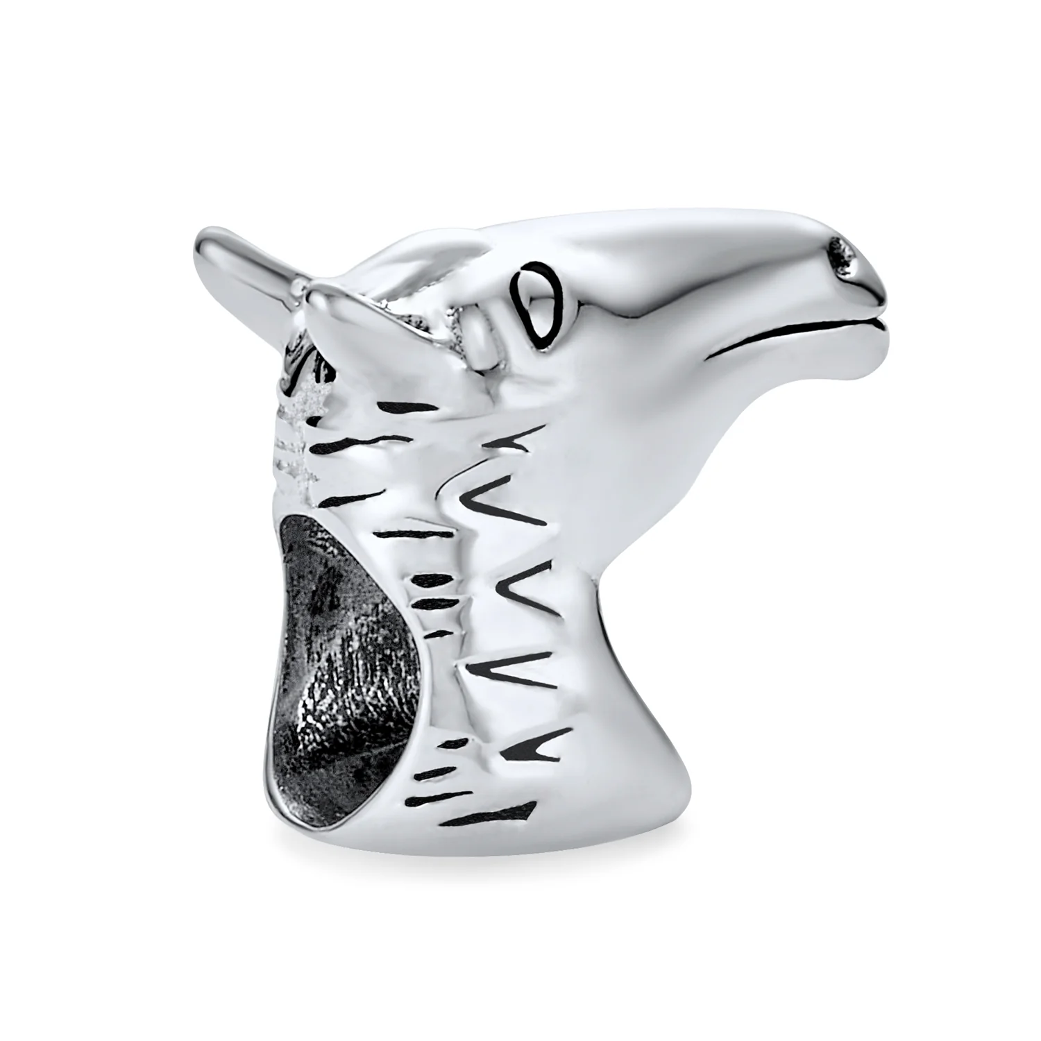 Western Equestrian Horse Charm Bead .925 Sterling Silver Fits European Bracelet - Image 2