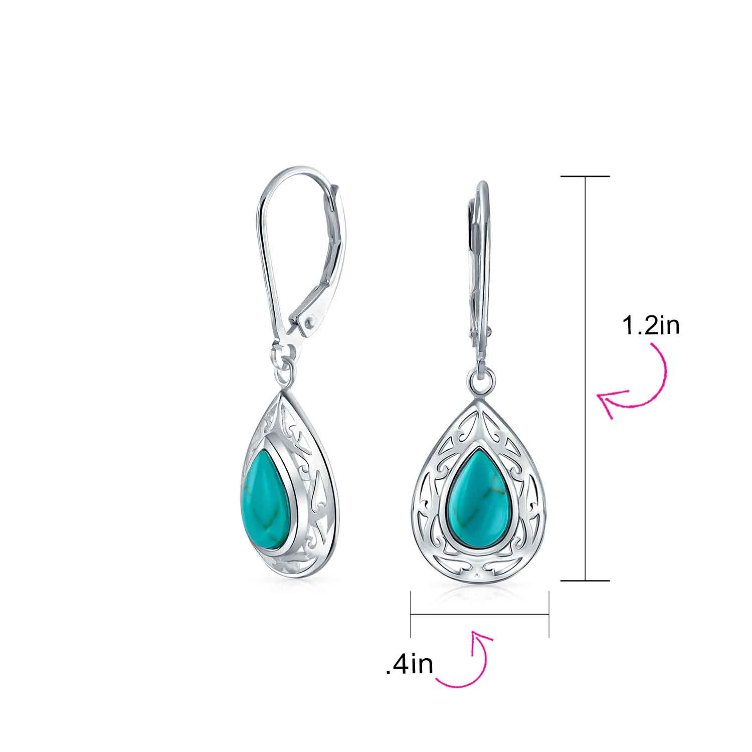 Western Style Dangle Gemstone Earrings with Blue Lapis Lazuli & Turquoise Onyx - Image 10