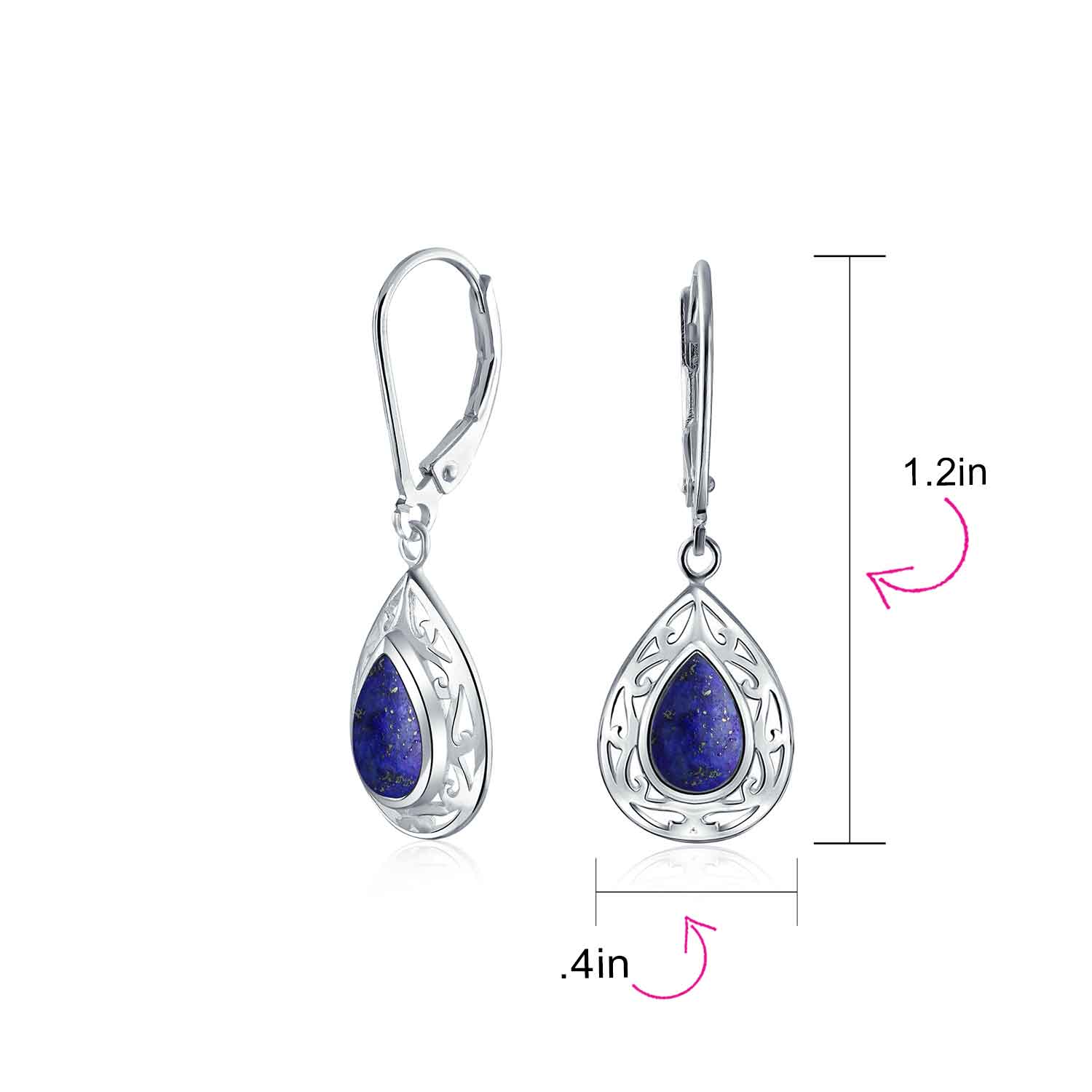 Western Style Dangle Gemstone Earrings with Blue Lapis Lazuli & Turquoise Onyx - Image 11