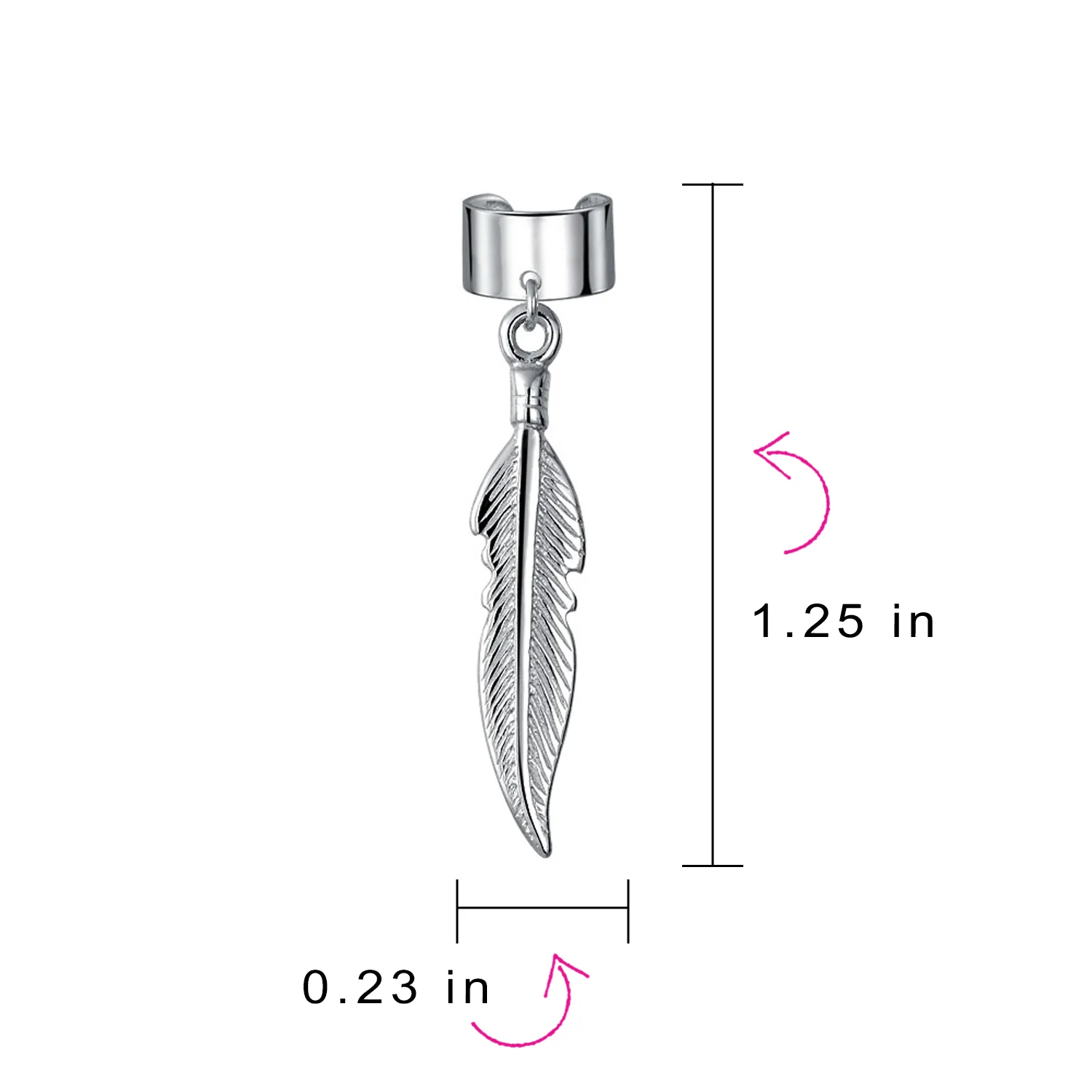 Feather Ear Lobe Earrings Dangling Leaf Cartilage Cuff Earrings .925 Sterling Silver - Image 4