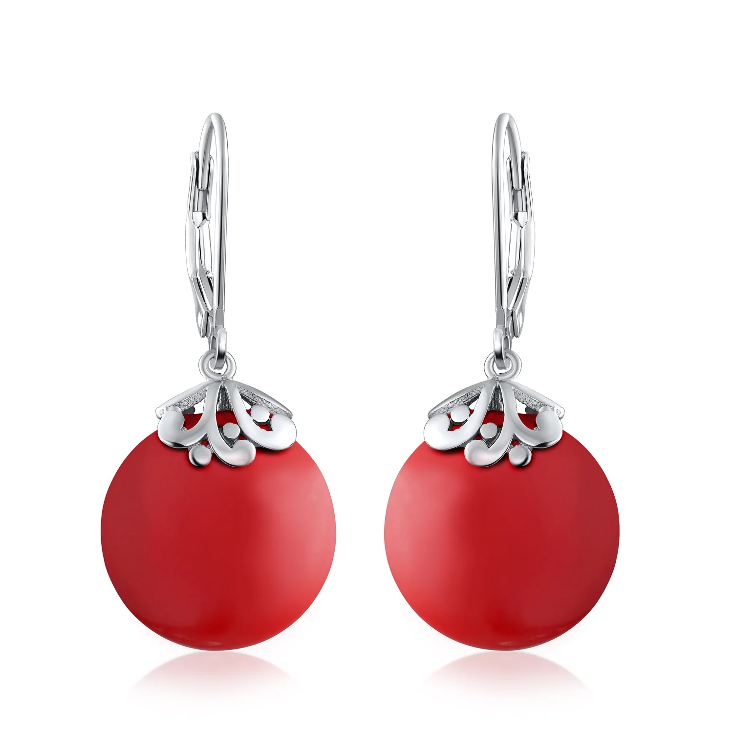 Bali Style Circle Round Shape Green Jade Dangle Drops Earrings .925 Sterling Silver Leverback - Image 12