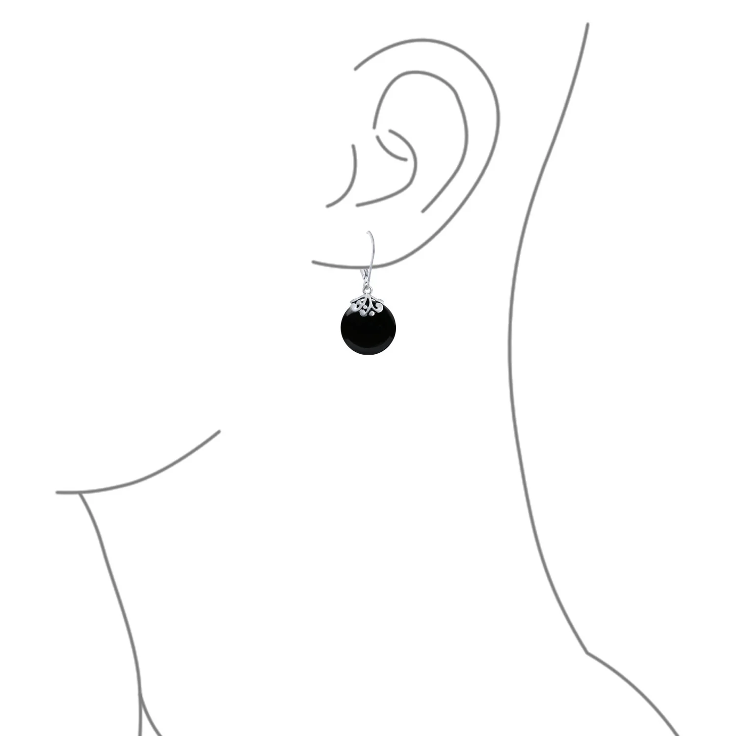 Bali Style Circle Round Shape Green Jade Dangle Drops Earrings .925 Sterling Silver Leverback - Image 15