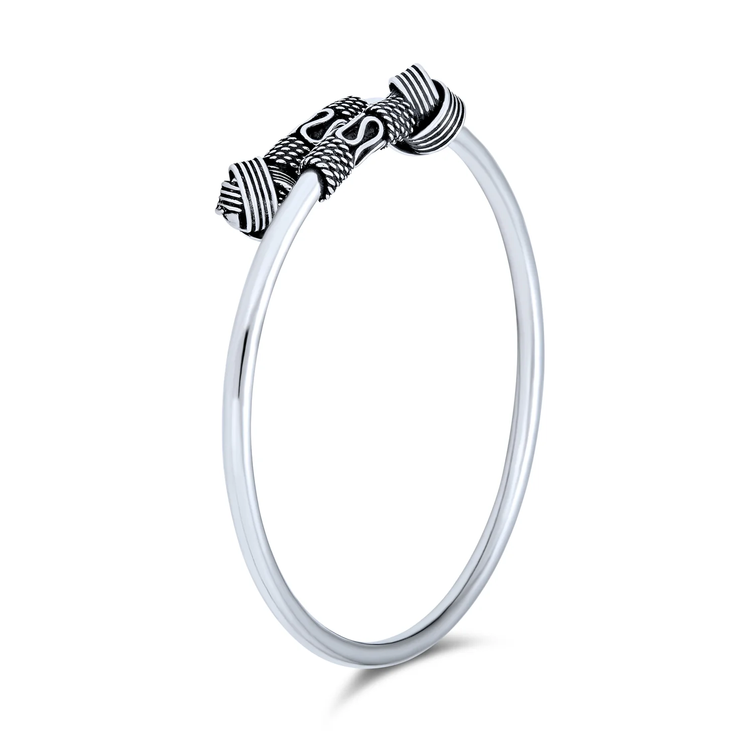 Western Knot Cuff Bangle & Love Knot Ball Stud Earrings Set Sterling Silver - Image 4