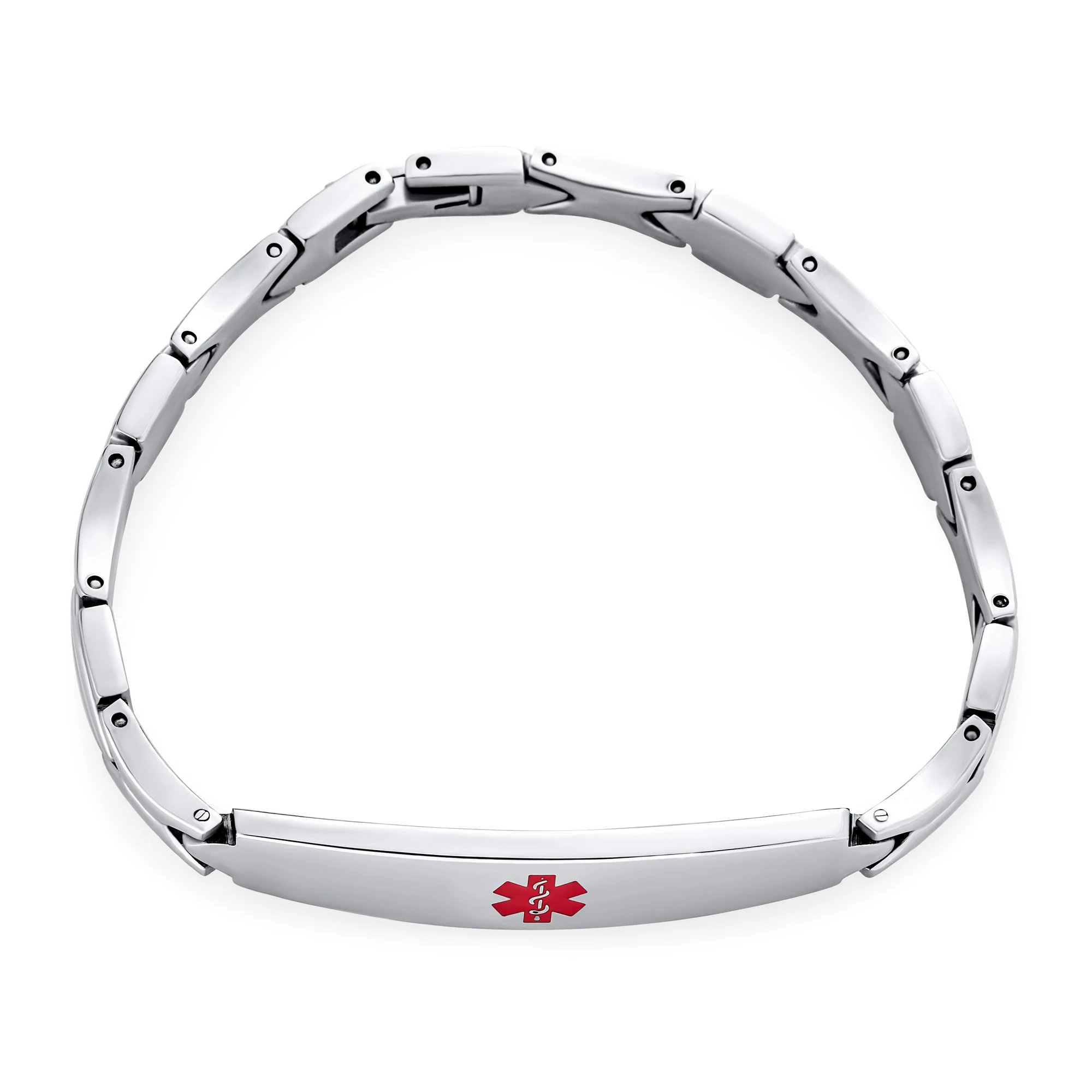 Western Leaf Link Chain Red ID Bracelet for Men Silver Stainless Steel 7.5 Inch - Image 26