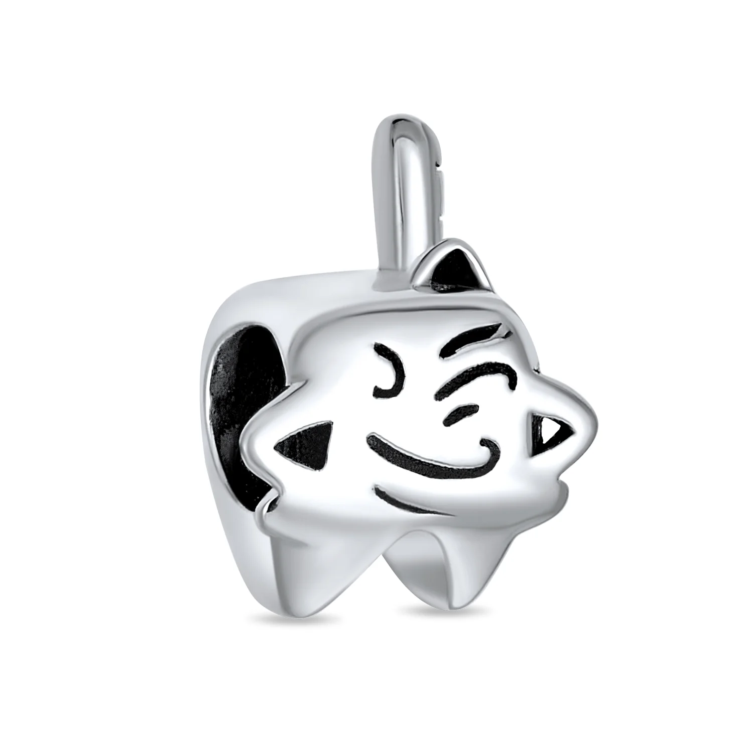 Set of 2 Smiling Tooth and Fairy Dentist Charm Bead Oxidized Sterling Silver - Image 5