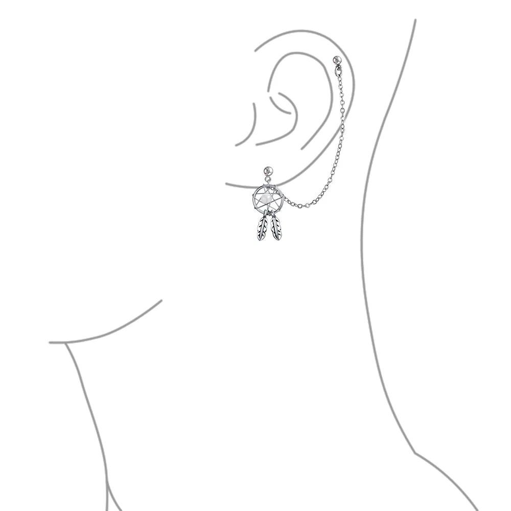 White Blue Pink Dream Catcher Feather Cartilage Ear Stud Surgical Steel 14G - Image 3