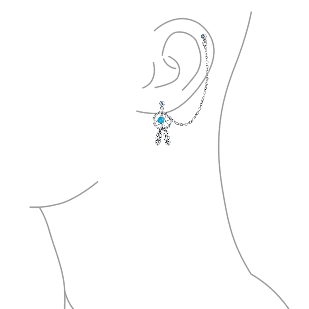 White Blue Pink Dream Catcher Feather Cartilage Ear Stud Surgical Steel 14G - Image 4