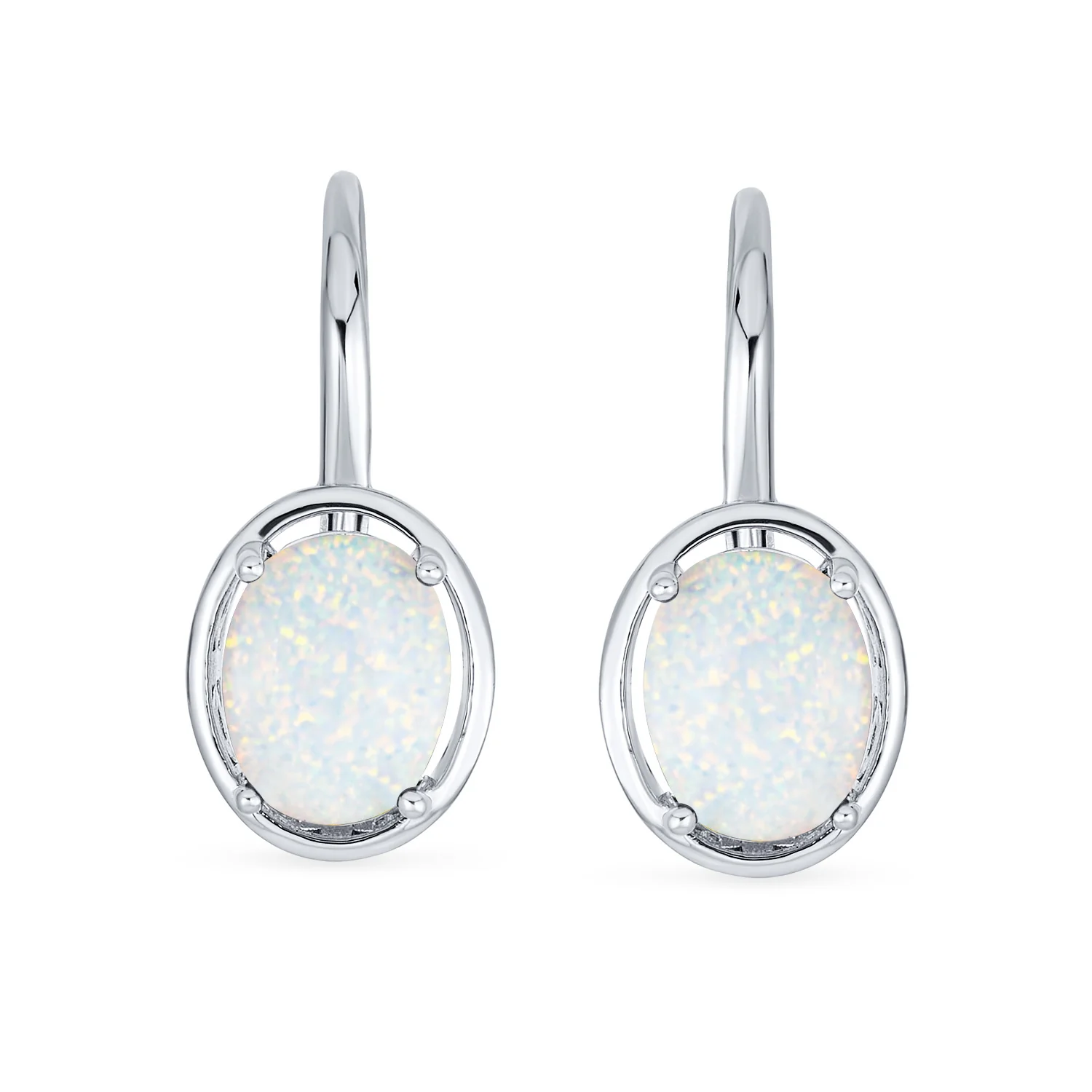 White Blue Purple Opal Dangle Gemstone Earrings Sterling Silver Vintage Style - Image 3