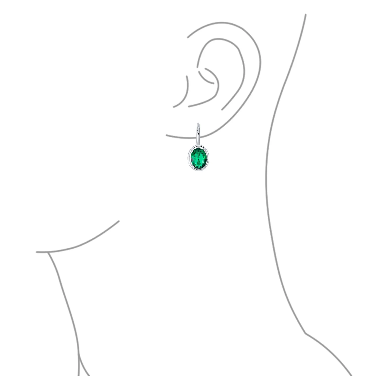 Vintage Oval CZ Drop Earrings Lever Back Sterling Silver - Image 13