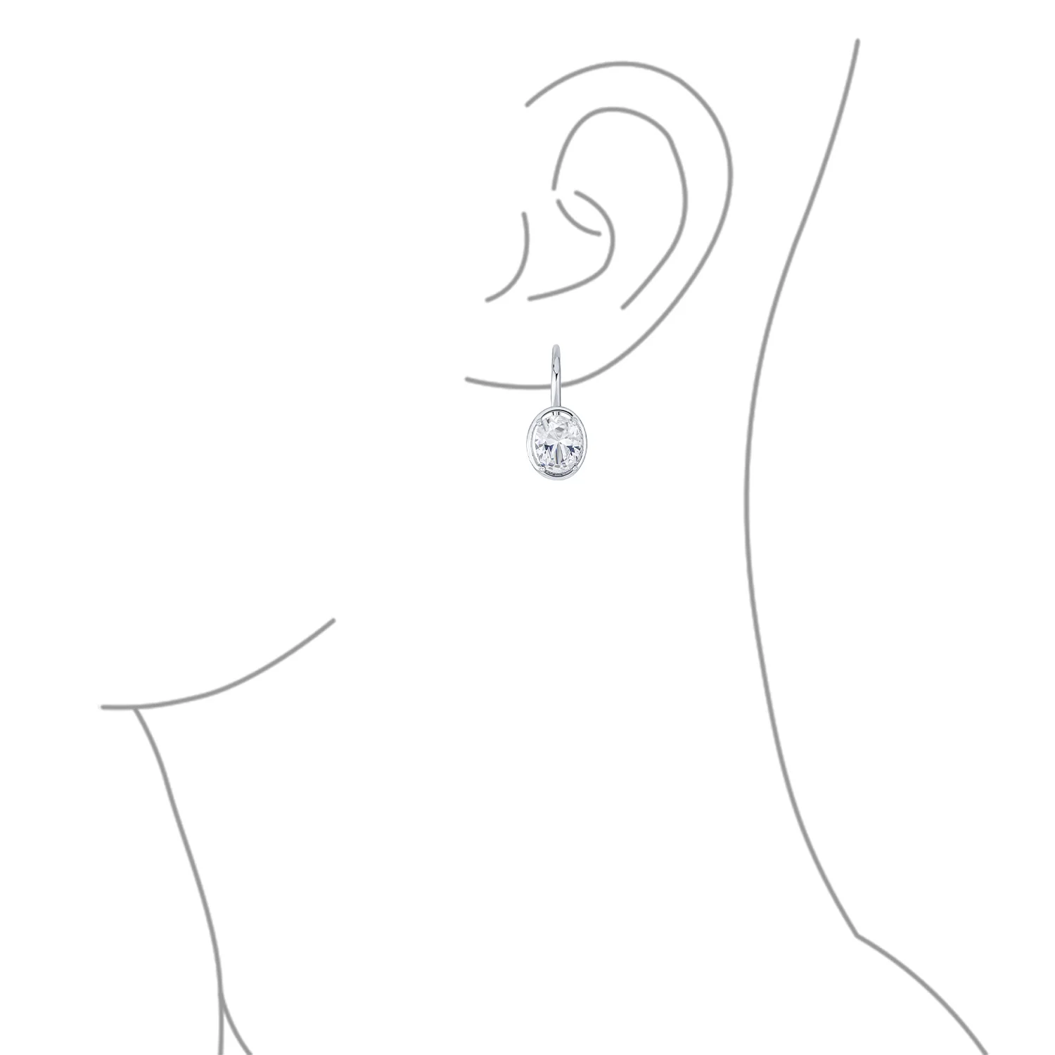 Vintage Oval CZ Drop Earrings Lever Back Sterling Silver - Image 15