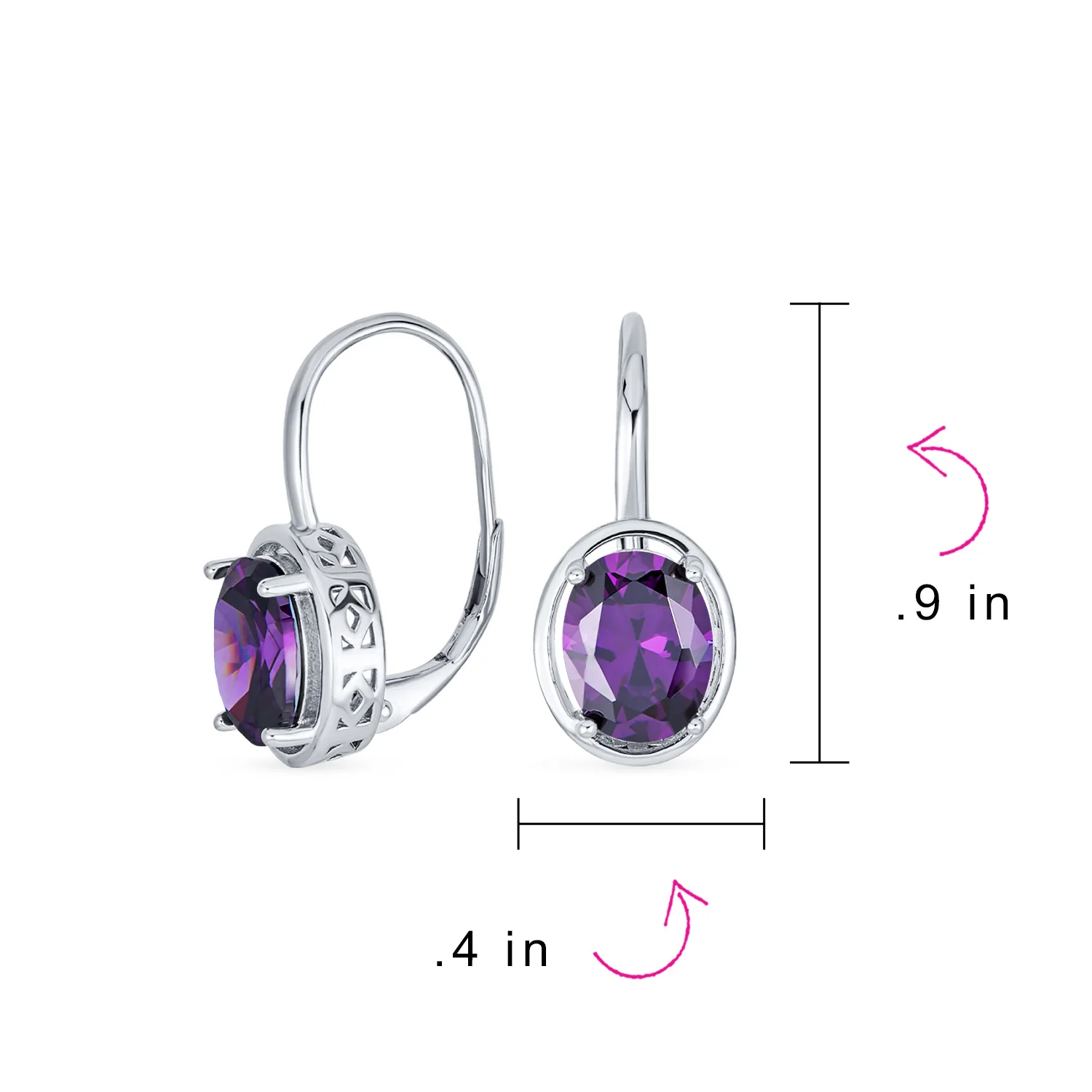 Vintage Oval CZ Drop Earrings Lever Back Sterling Silver - Image 16