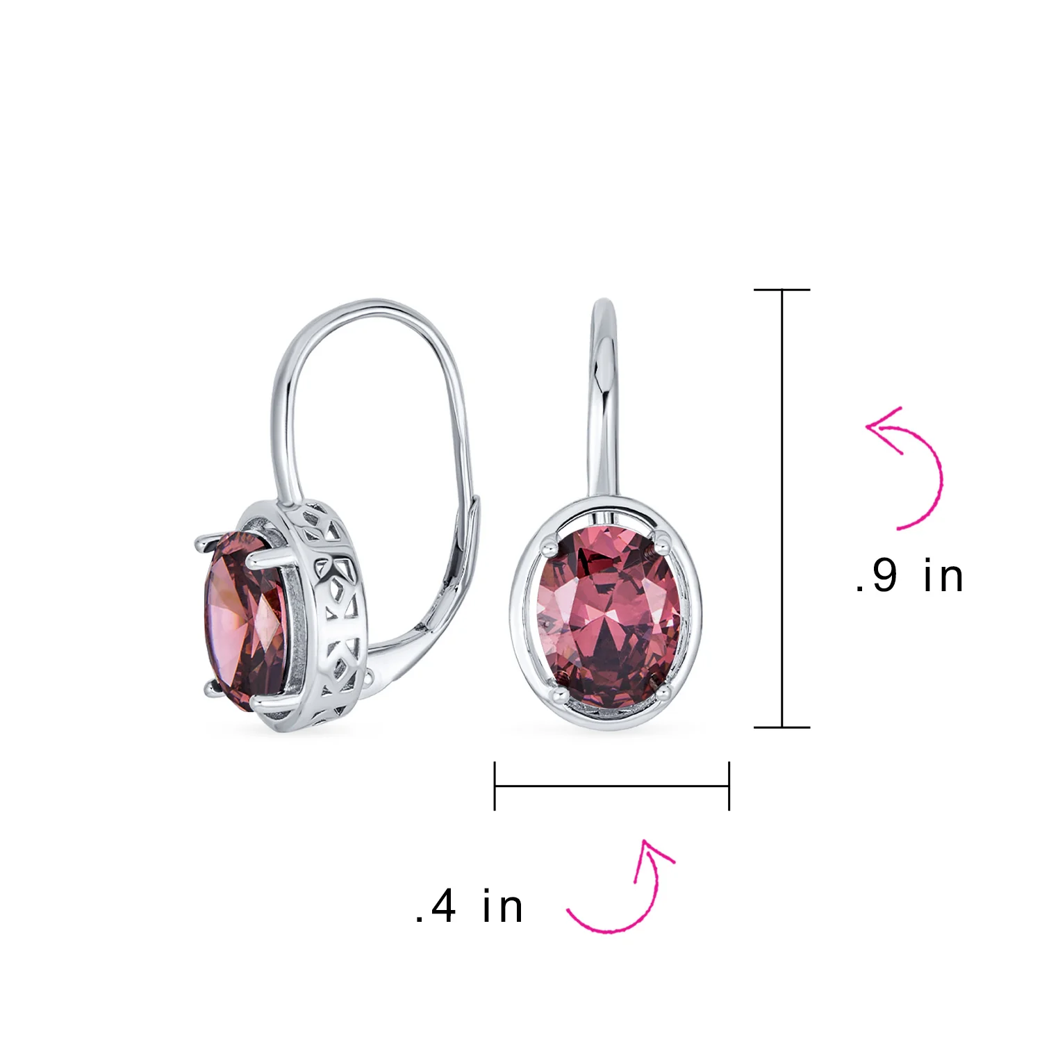 Vintage Oval CZ Drop Earrings Lever Back Sterling Silver - Image 17