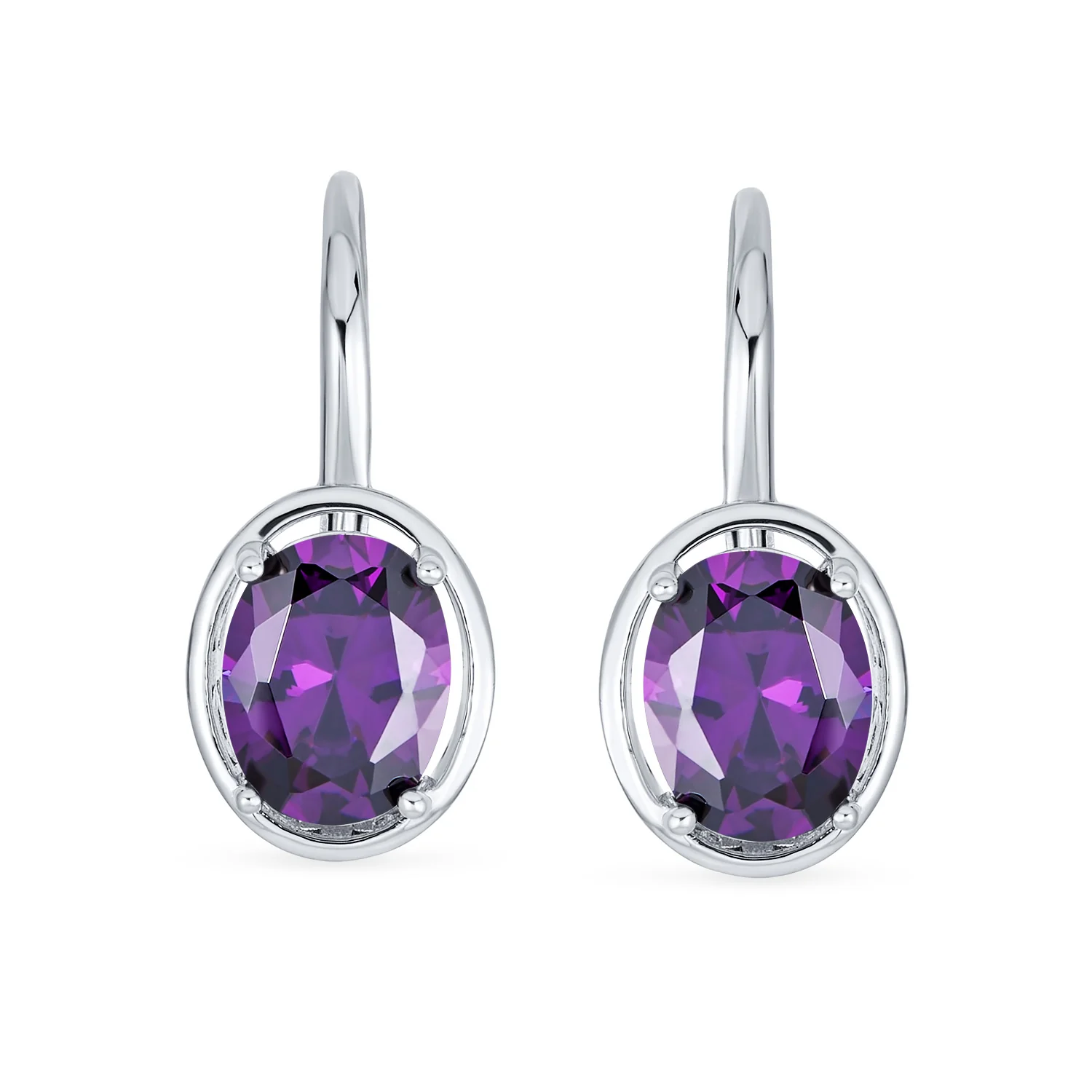 Vintage Oval CZ Drop Earrings Lever Back Sterling Silver - Image 6