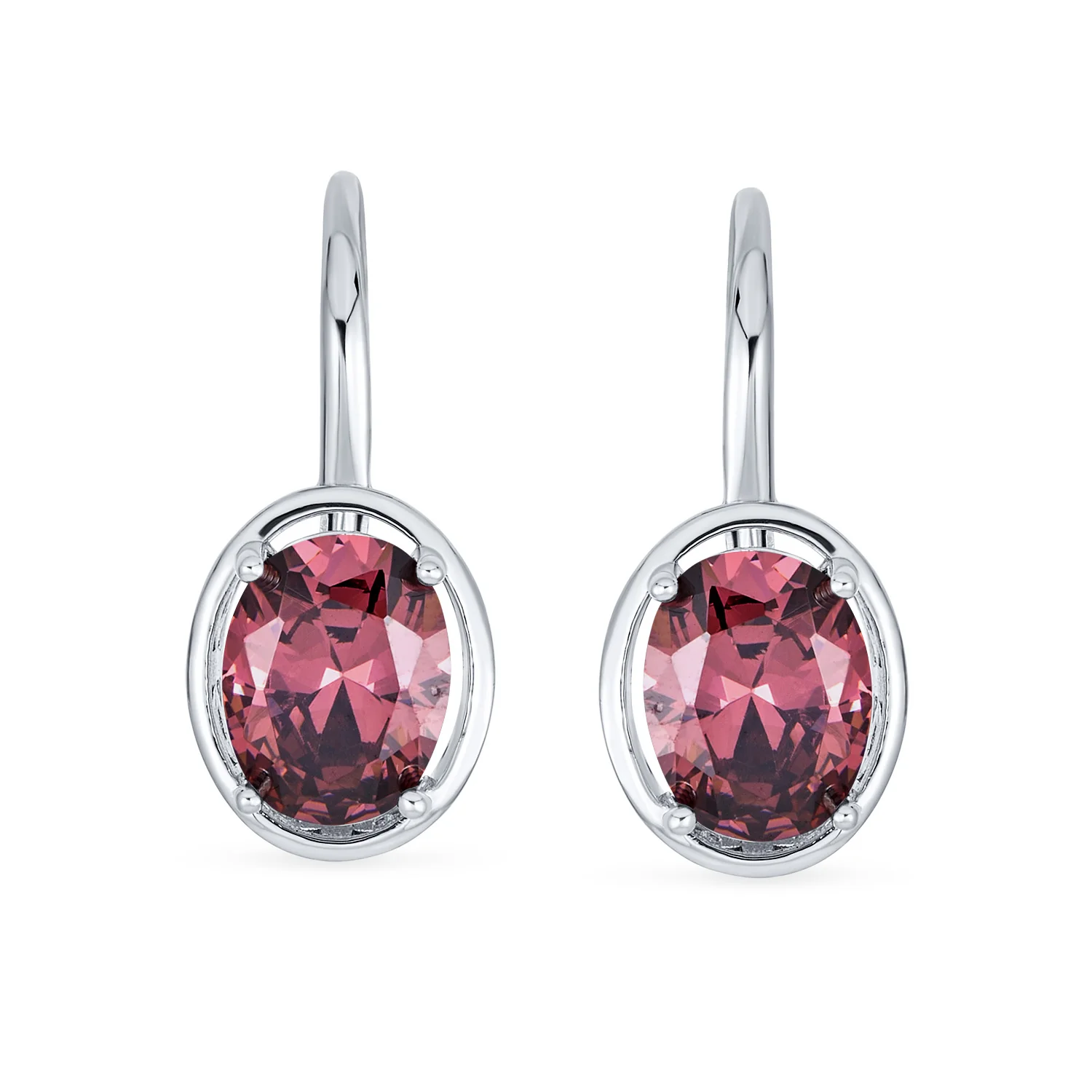 Vintage Oval CZ Drop Earrings Lever Back Sterling Silver - Image 7
